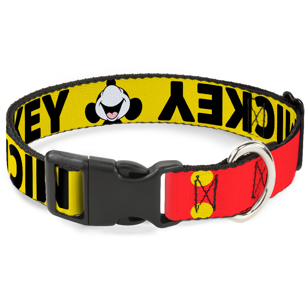 Plastic Clip Collar - MICKEY Smiling Up Pose Flip/Buttons Yellow/Black/Red Plastic Clip Collars Disney