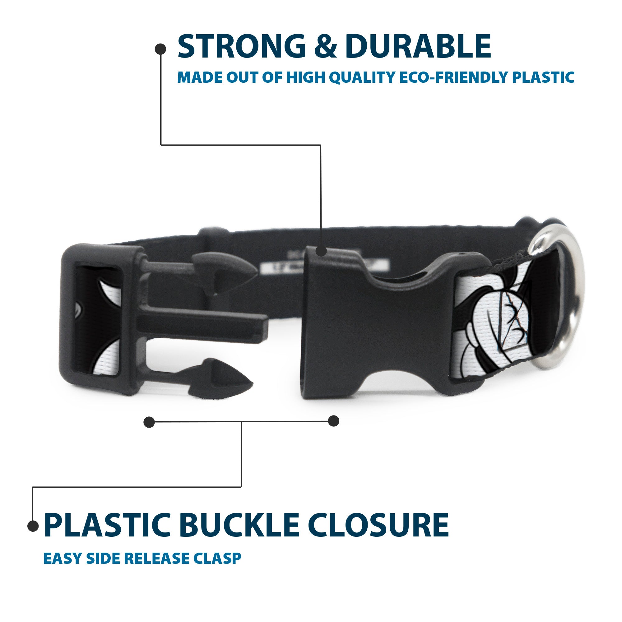 Plastic Clip Collar - Nightmare Before Christmas Zero Expressions Black/White Plastic Clip Collars Disney