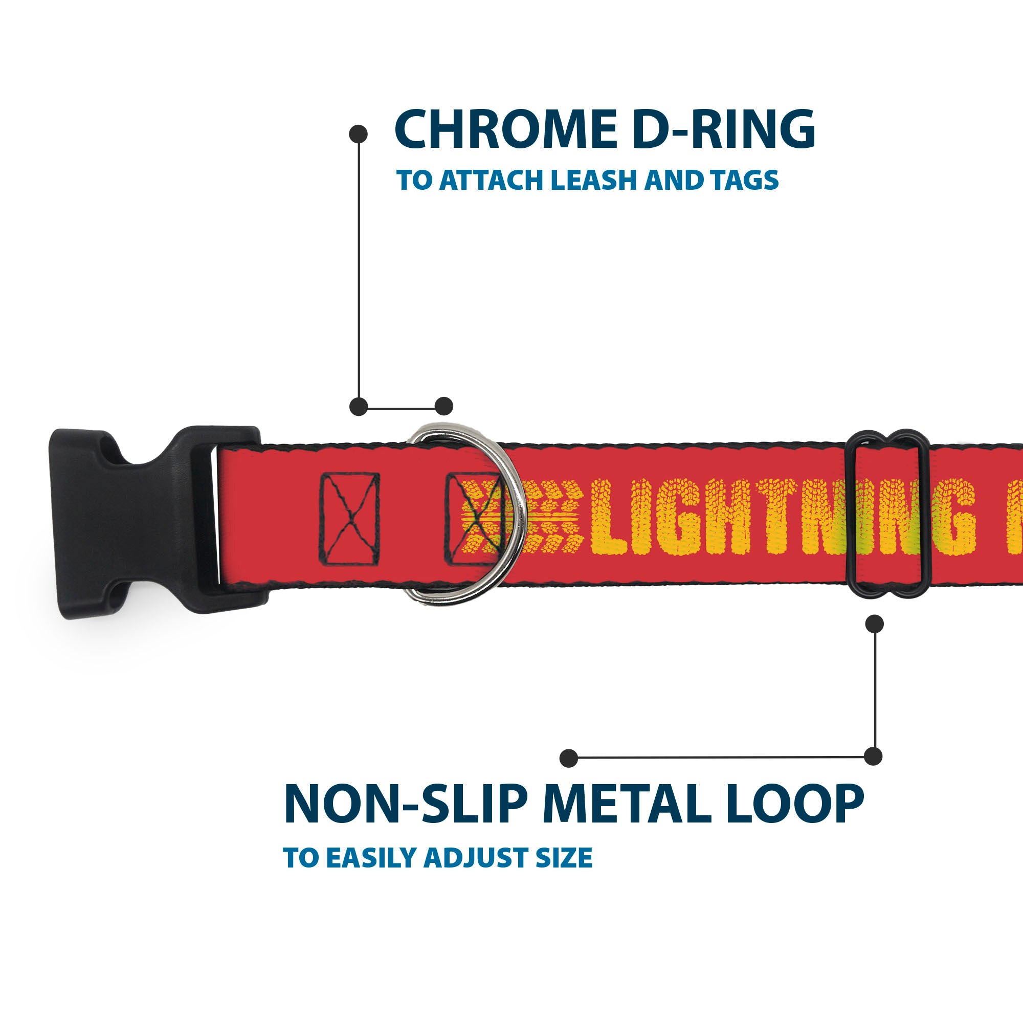 Plastic Clip Collar - Cars LIGHTNING MCQUEEN Tread Red/Orange