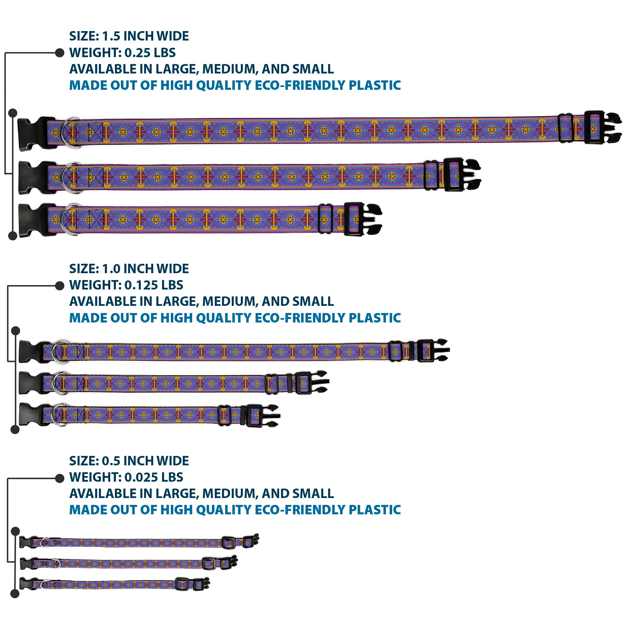 Plastic Clip Collar - Classic Aladdin Magic Carpet Tapestry Blue/Purple/Gold/Red Plastic Clip Collars Disney