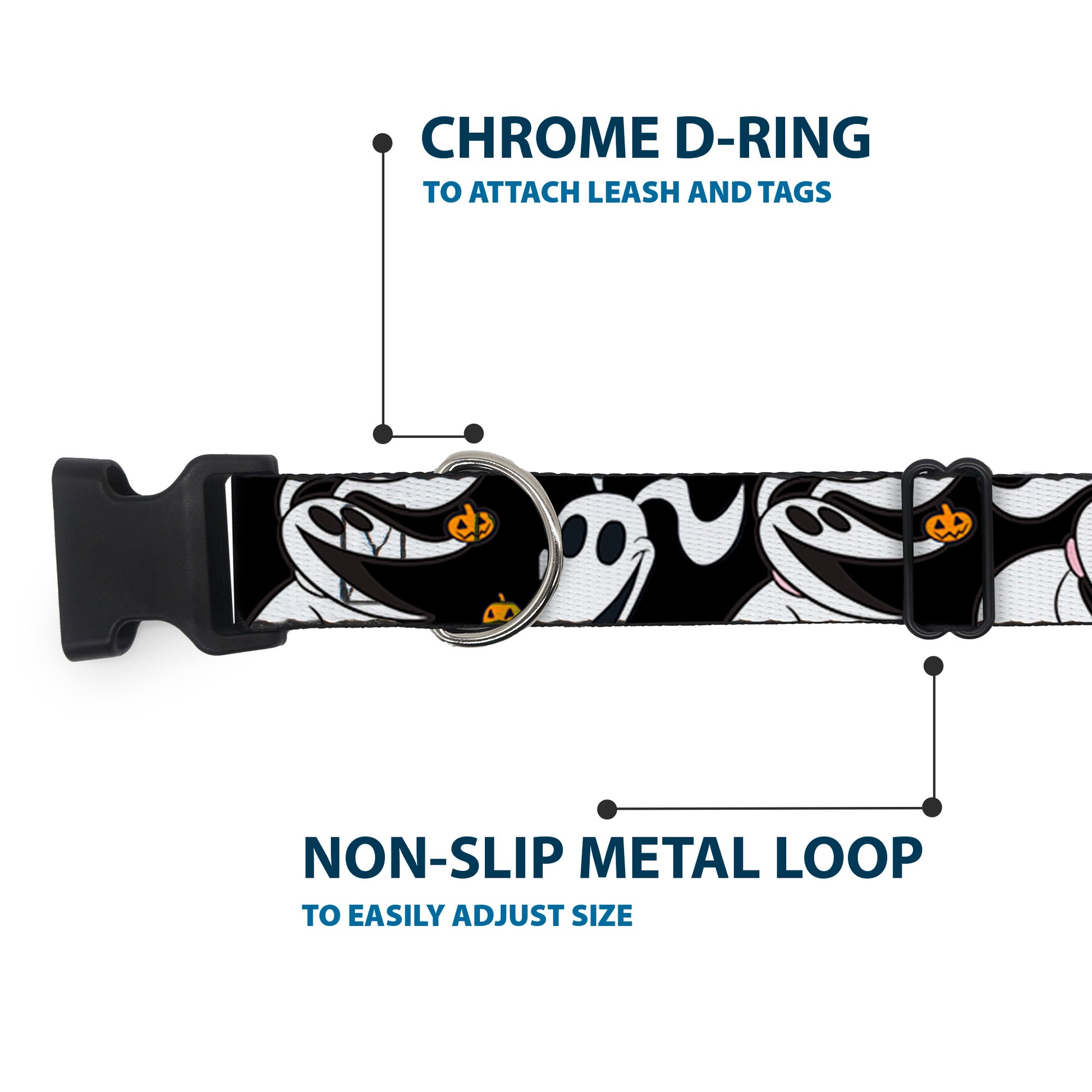Plastic Clip Collar - Nightmare Before Christmas Zero 5-Pumpkin Expressions Black/White/Orange Plastic Clip Collars Disney