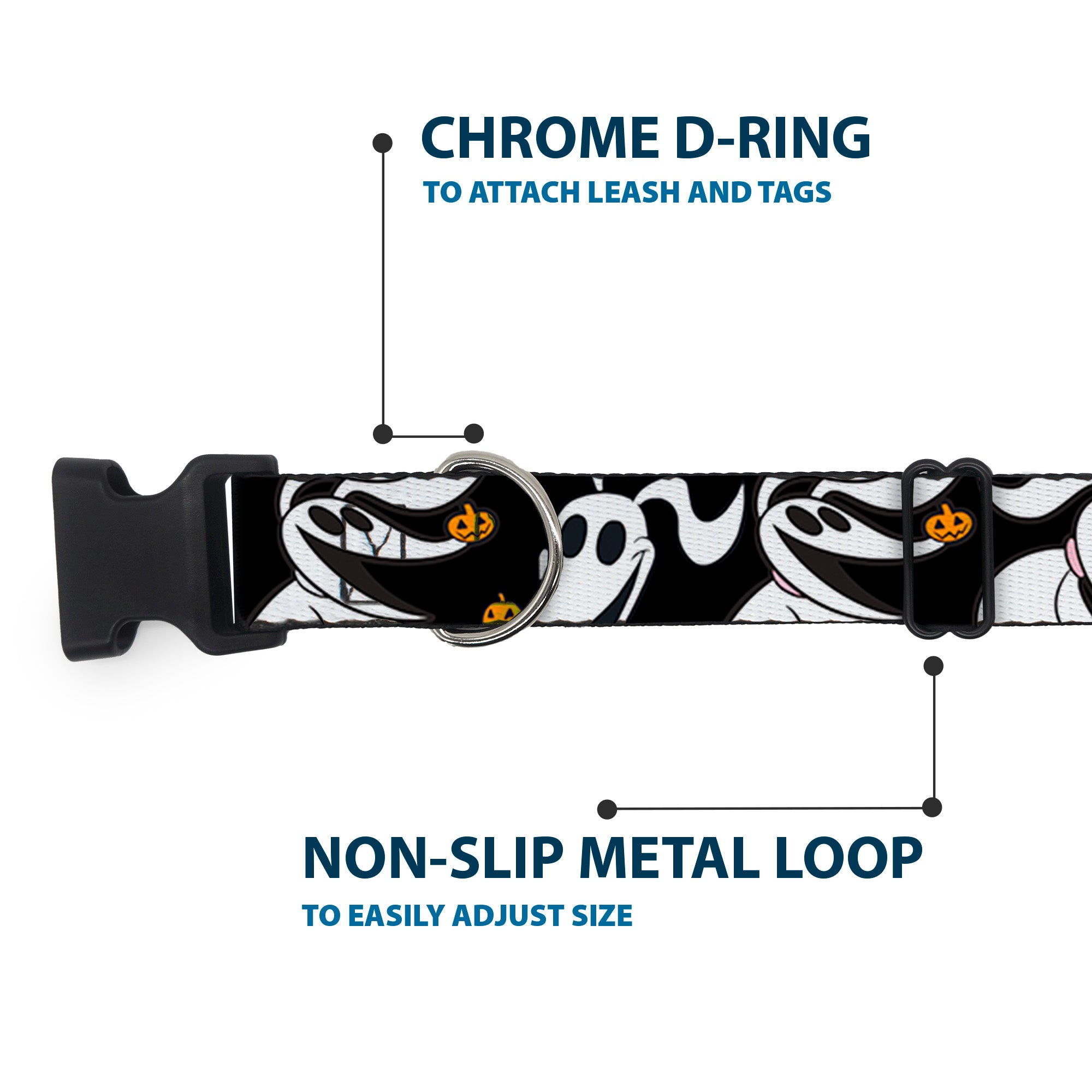 Plastic Clip Collar - Nightmare Before Christmas Zero 5-Pumpkin Expressions Black/White/Orange Plastic Clip Collars Disney