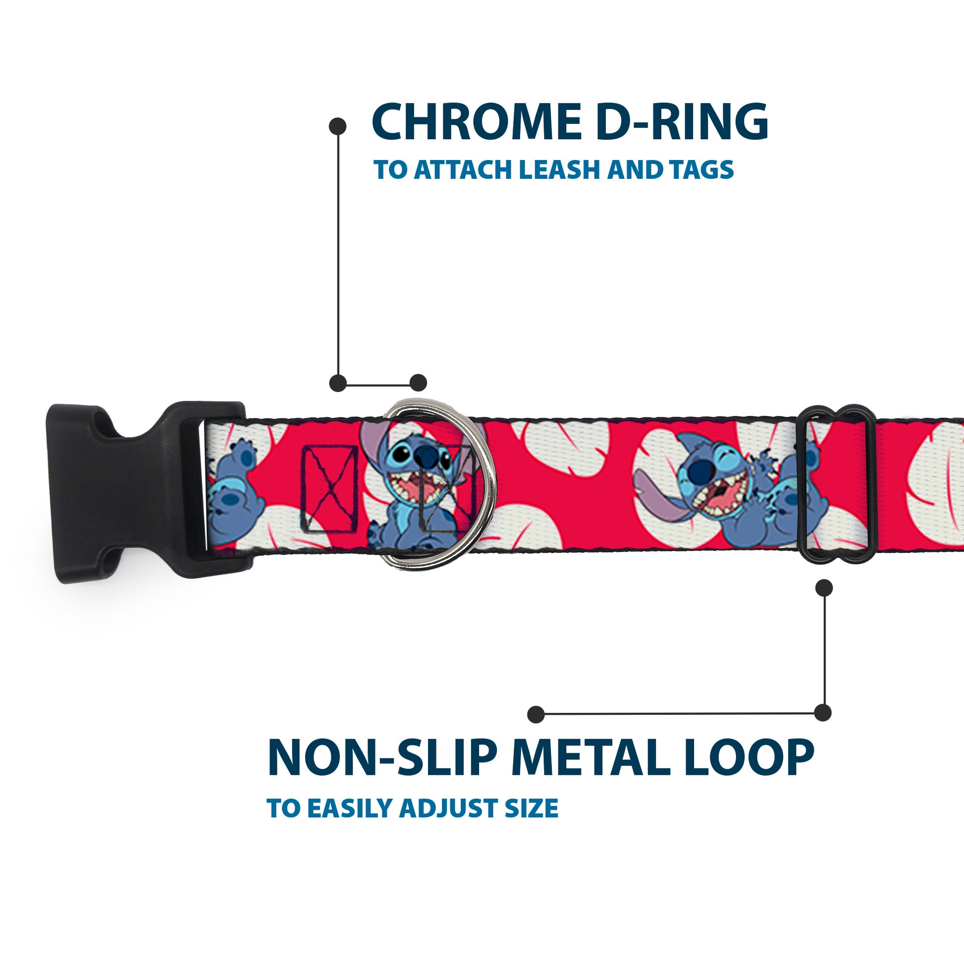 Plastic Clip Collar - Lilo & Stitch Stitch 4-Poses/Lilo Dress Leaves Red/Ivory Plastic Clip Collars Disney