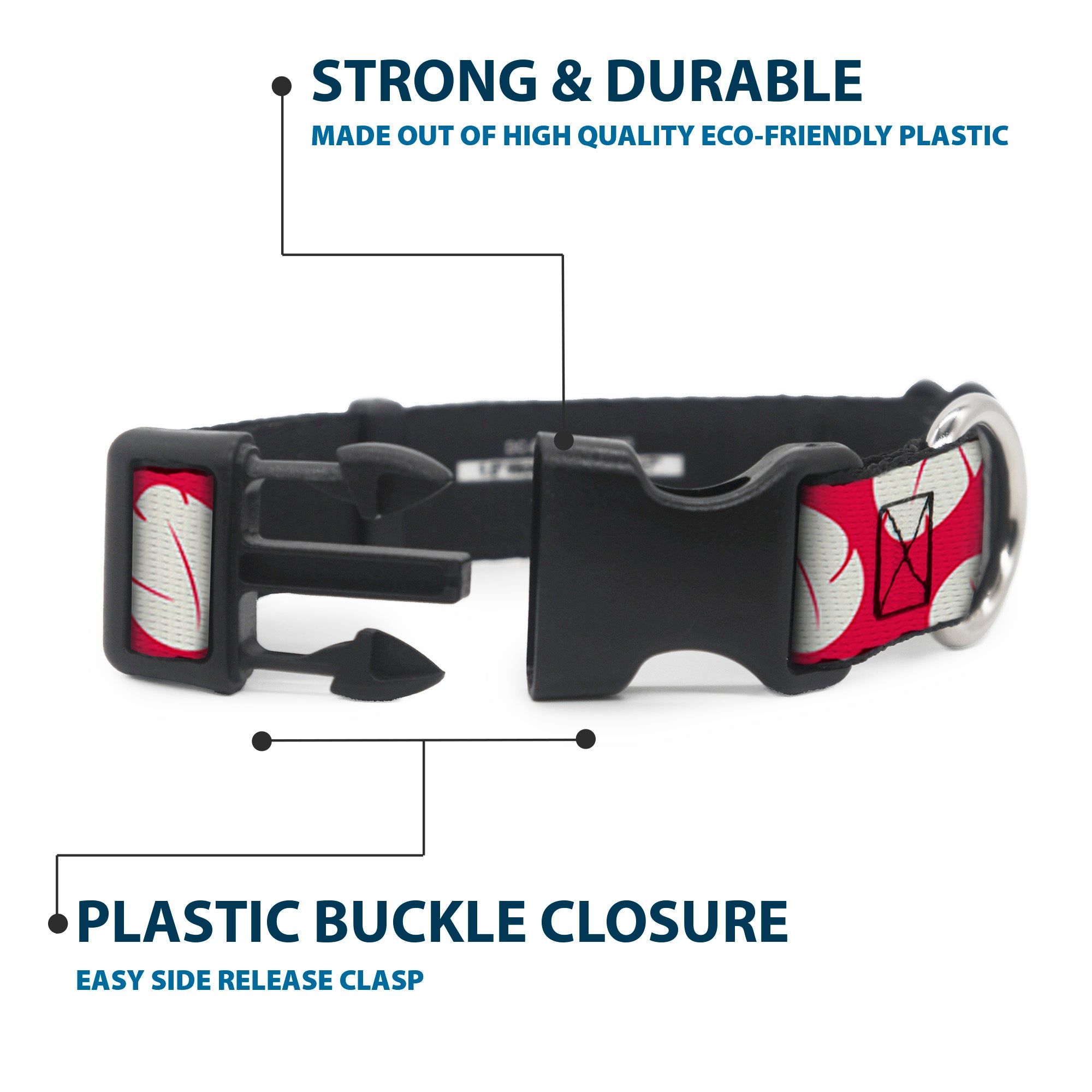 Plastic Clip Collar - Lilo & Stitch Bounding Lilo Dress Leaves Red/Ivory Plastic Clip Collars Disney