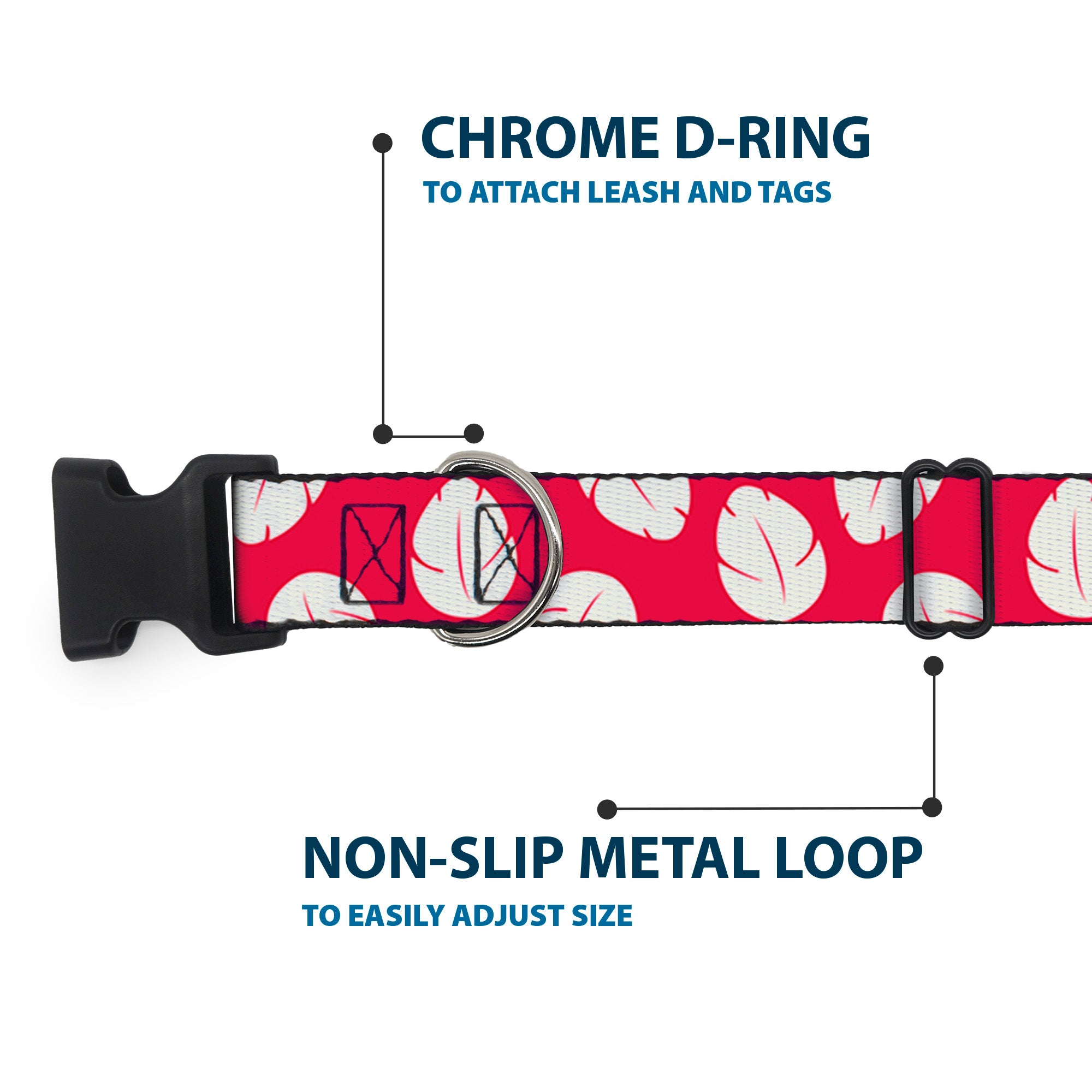 Plastic Clip Collar - Lilo & Stitch Bounding Lilo Dress Leaves Red/Ivory Plastic Clip Collars Disney