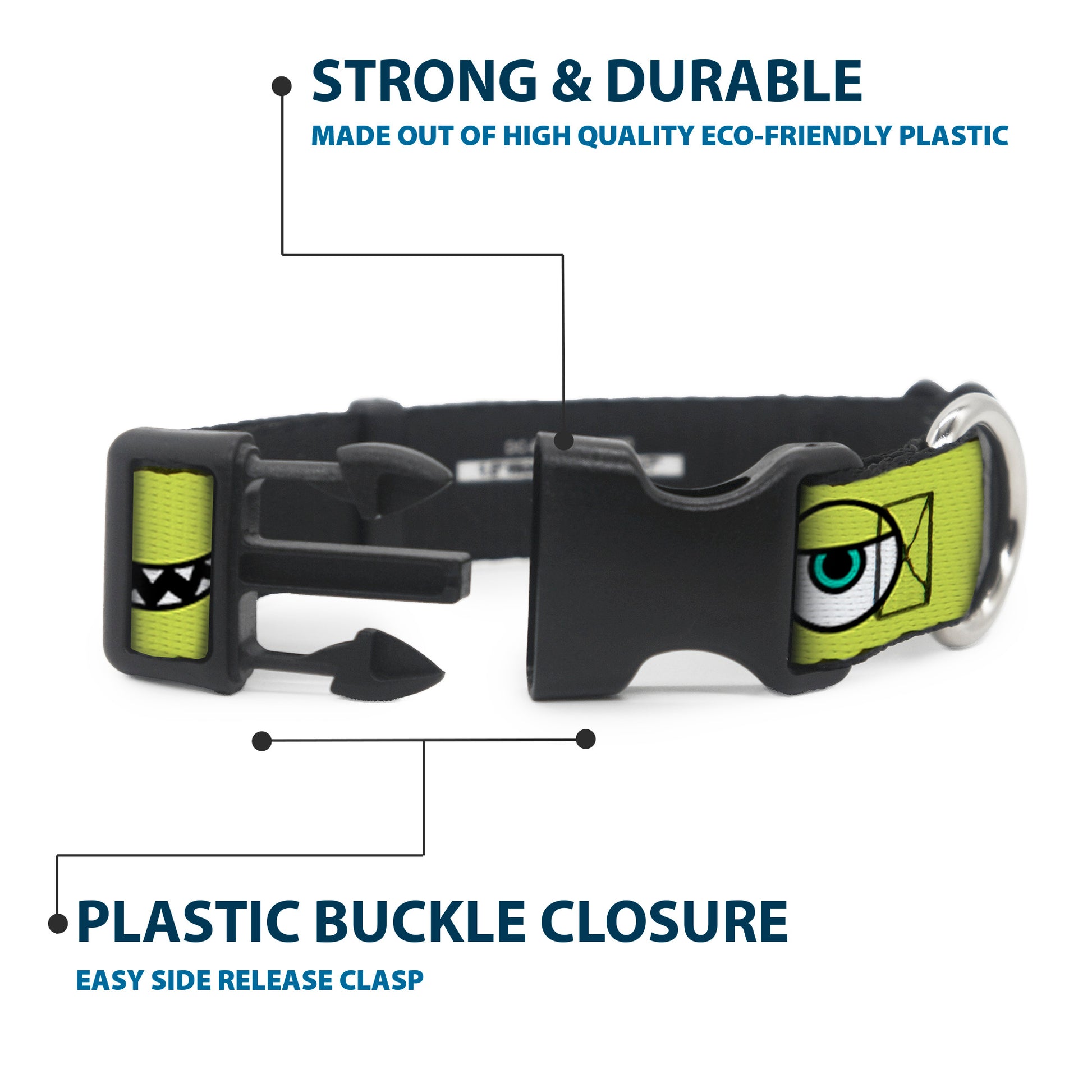 Plastic Clip Collar - Monsters Inc. Mike 4-Icons Greens/Black/White Plastic Clip Collars Disney