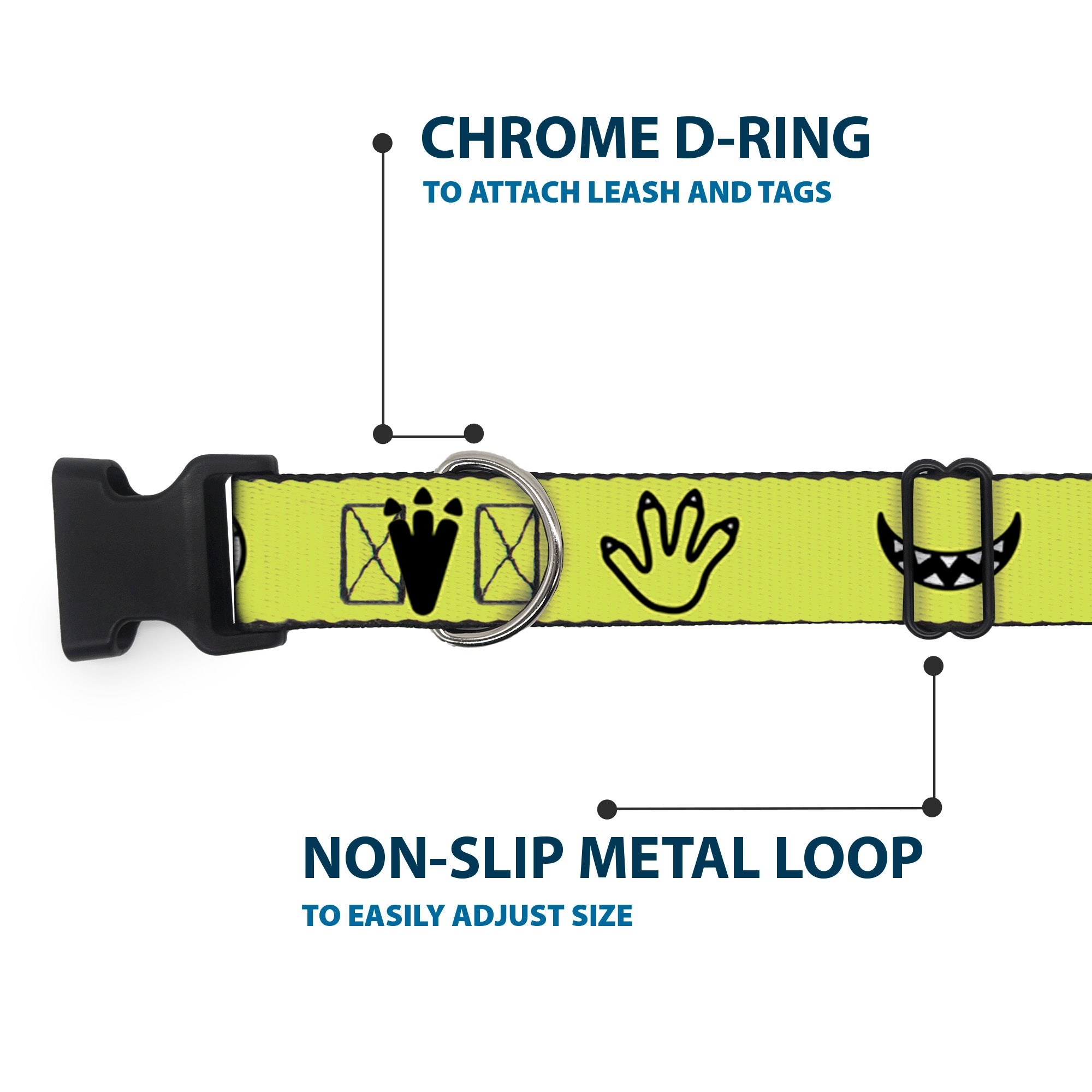 Plastic Clip Collar - Monsters Inc. Mike 4-Icons Greens/Black/White Plastic Clip Collars Disney