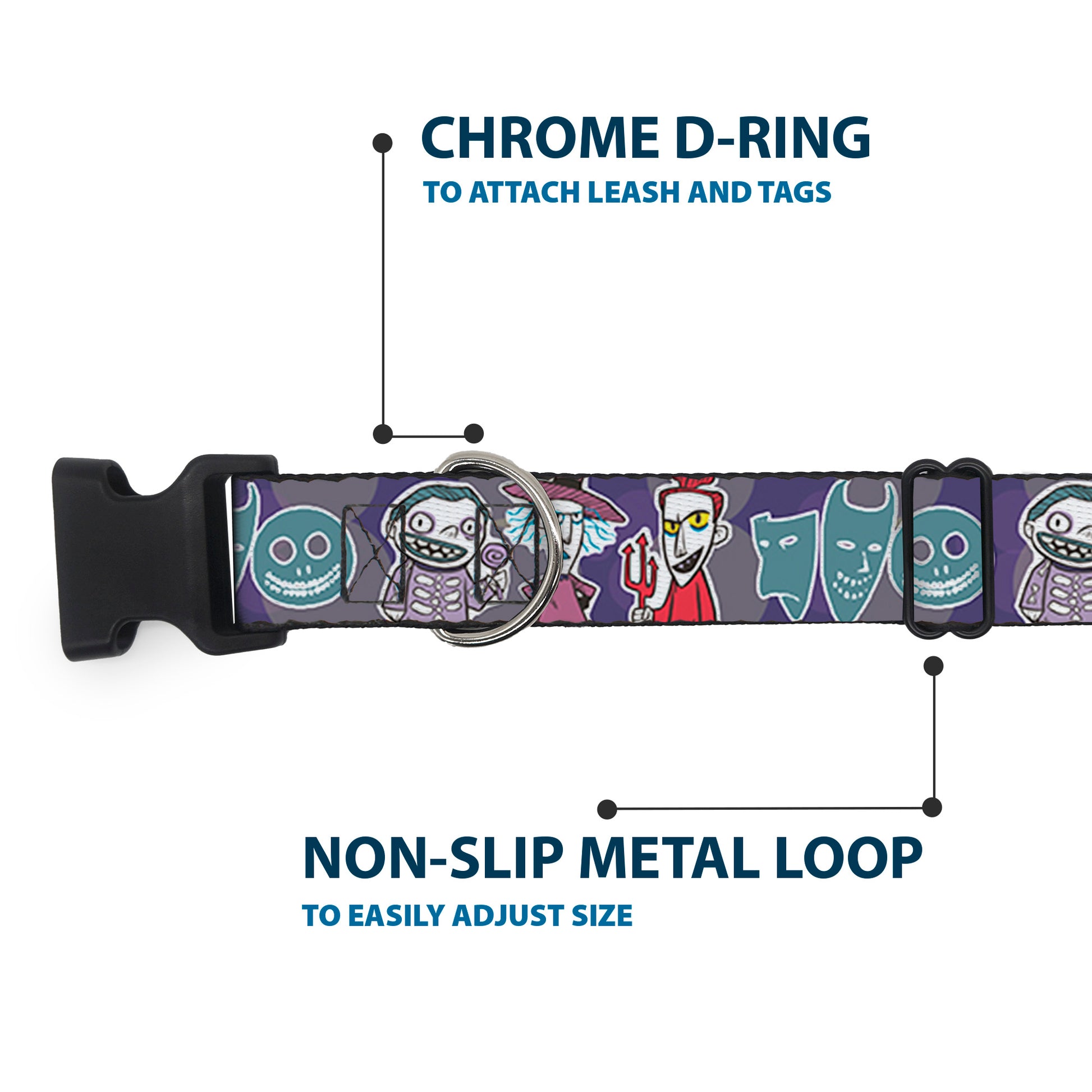 Plastic Clip Collar - Nightmare Before Christmas Lock Shock & Barrel Group Pose/Masks Purples Plastic Clip Collars Disney