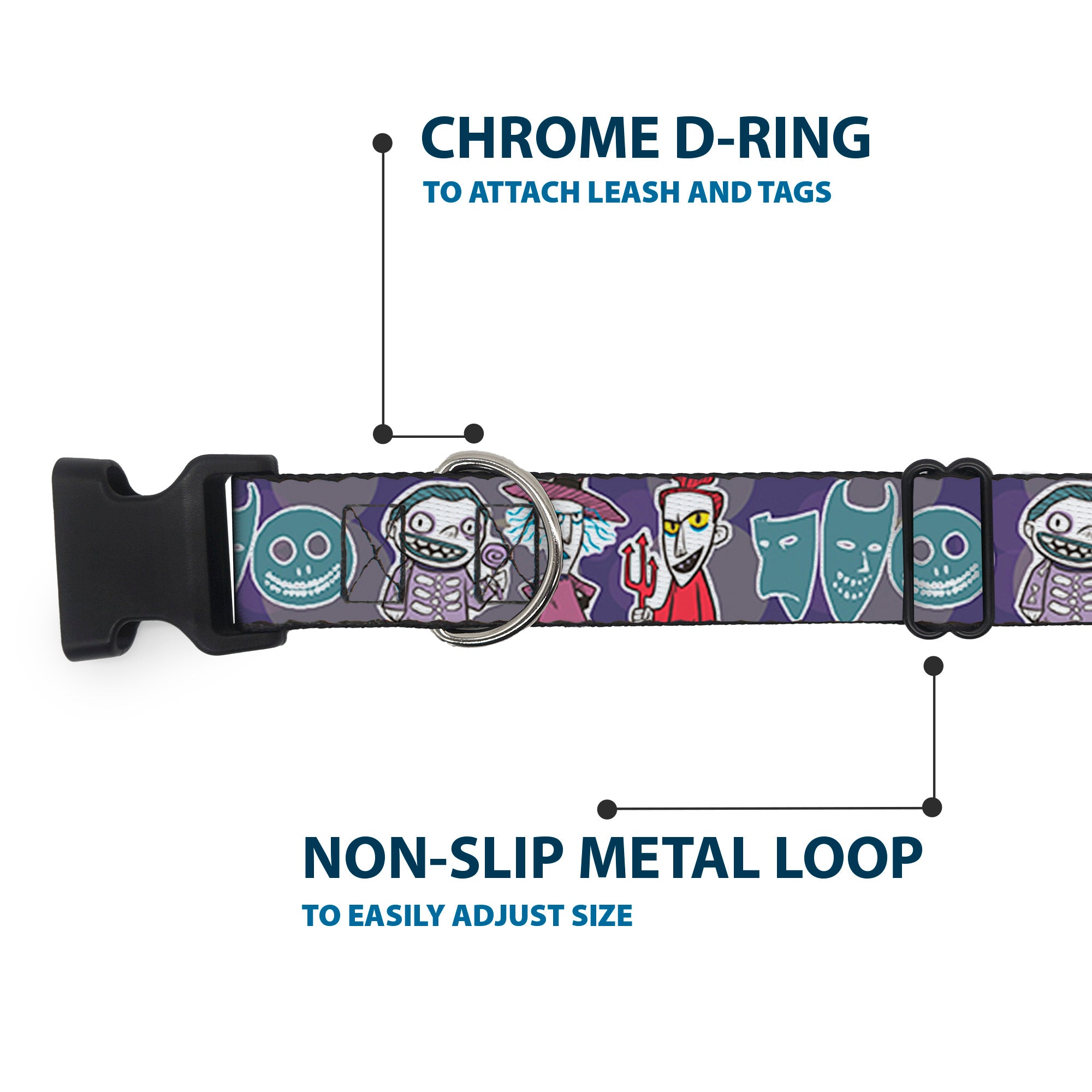 Plastic Clip Collar - Nightmare Before Christmas Lock Shock & Barrel Group Pose/Masks Purples Plastic Clip Collars Disney