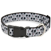 Plastic Clip Collar - Mickey Mouse Smiling Face Monogram Gray Plastic Clip Collars Disney