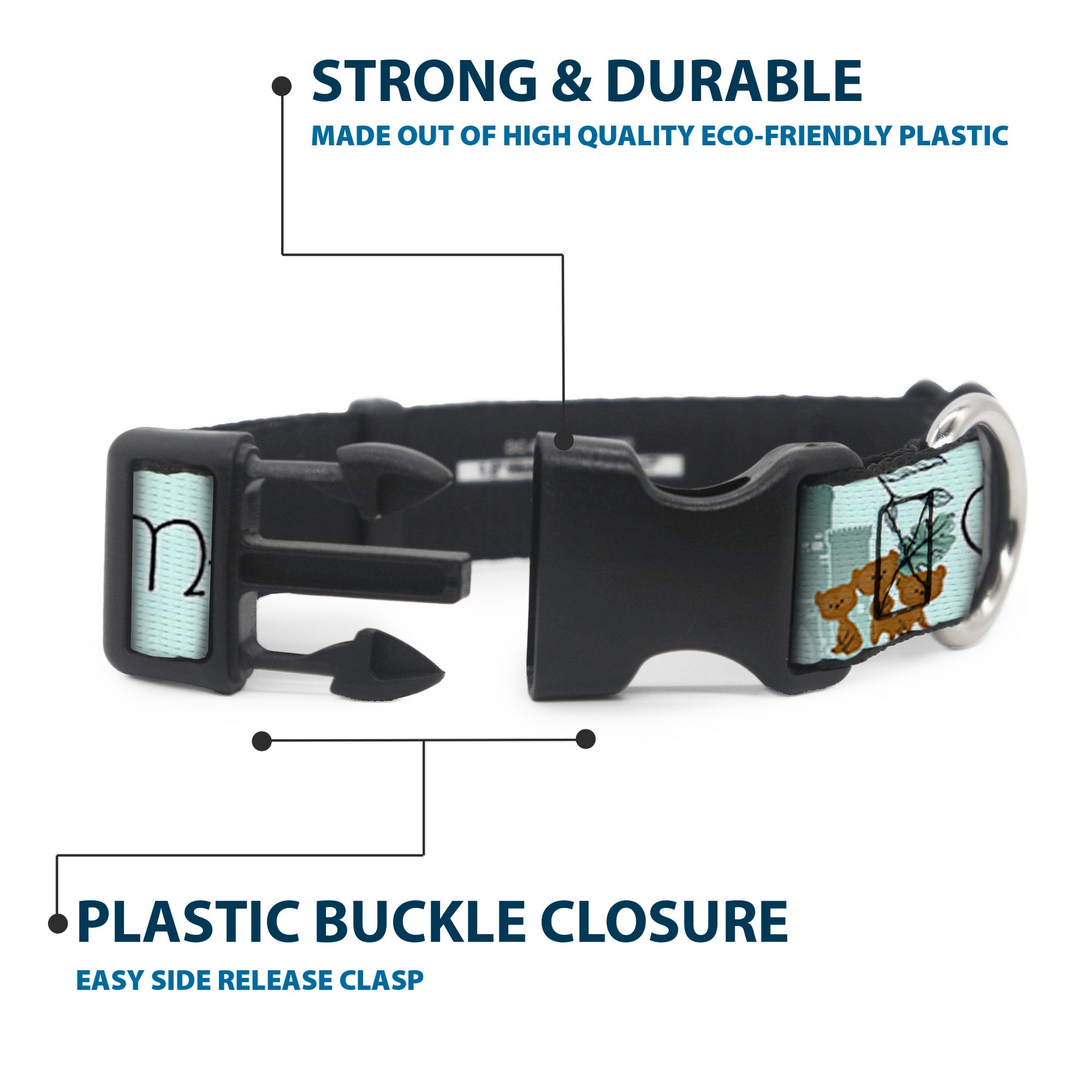 Plastic Clip Collar - Brave Merida Castle and Three Bear Brothers Pose with Script Greens Plastic Clip Collars Disney