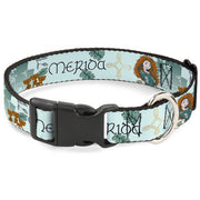 Plastic Clip Collar - Brave Merida Castle and Three Bear Brothers Pose with Script Greens Plastic Clip Collars Disney