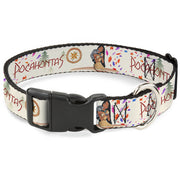 Plastic Clip Collar - Pocahontas and Meeko Compass Pose with Script and Leaves Beige Plastic Clip Collars Disney