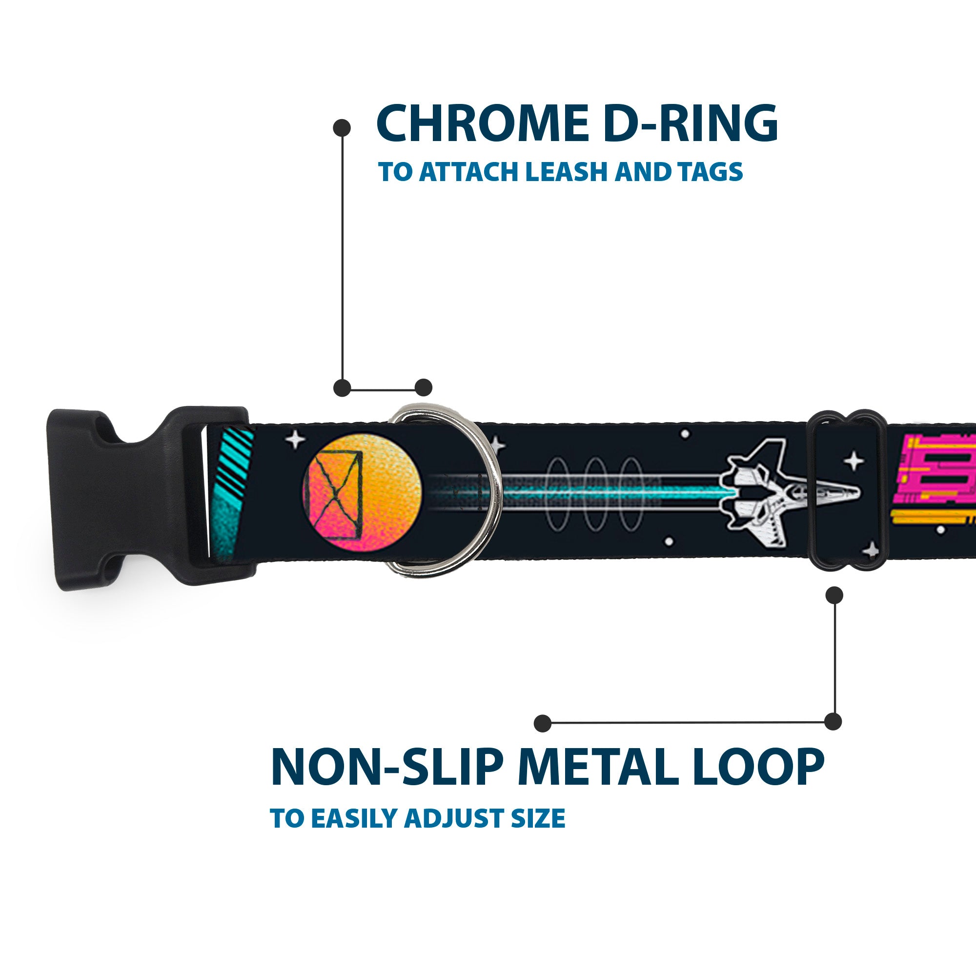 Plastic Clip Collar - BUZZ LIGHTYEAR Hyper Speed Spaceship Black/Multi Color Plastic Clip Collars Disney