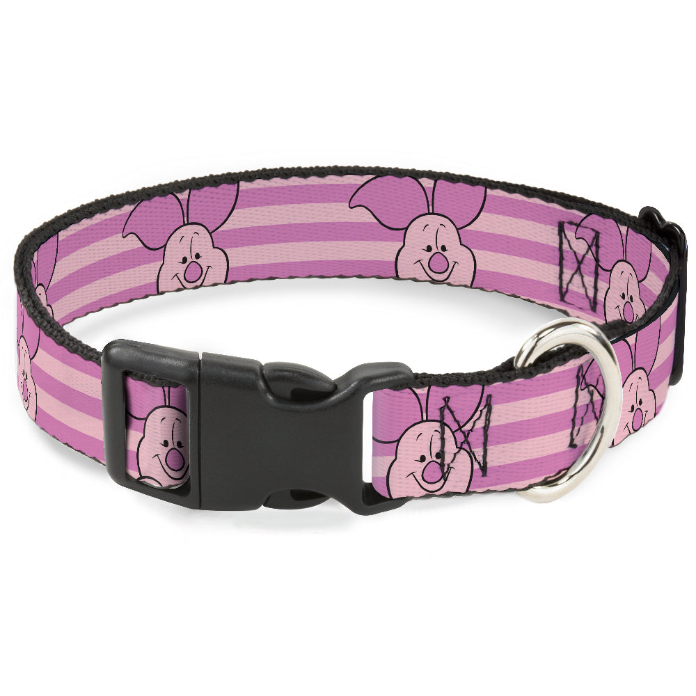 Plastic Clip Collar - Winnie the Pooh Piglet Expression Close-Up Stripe Pinks Plastic Clip Collars Disney