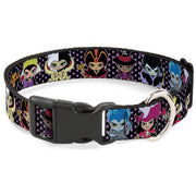 Plastic Clip Collar - Disney 11-Sweet Chibi Villain Poses Polka Dot Black/Lavender Plastic Clip Collars Disney