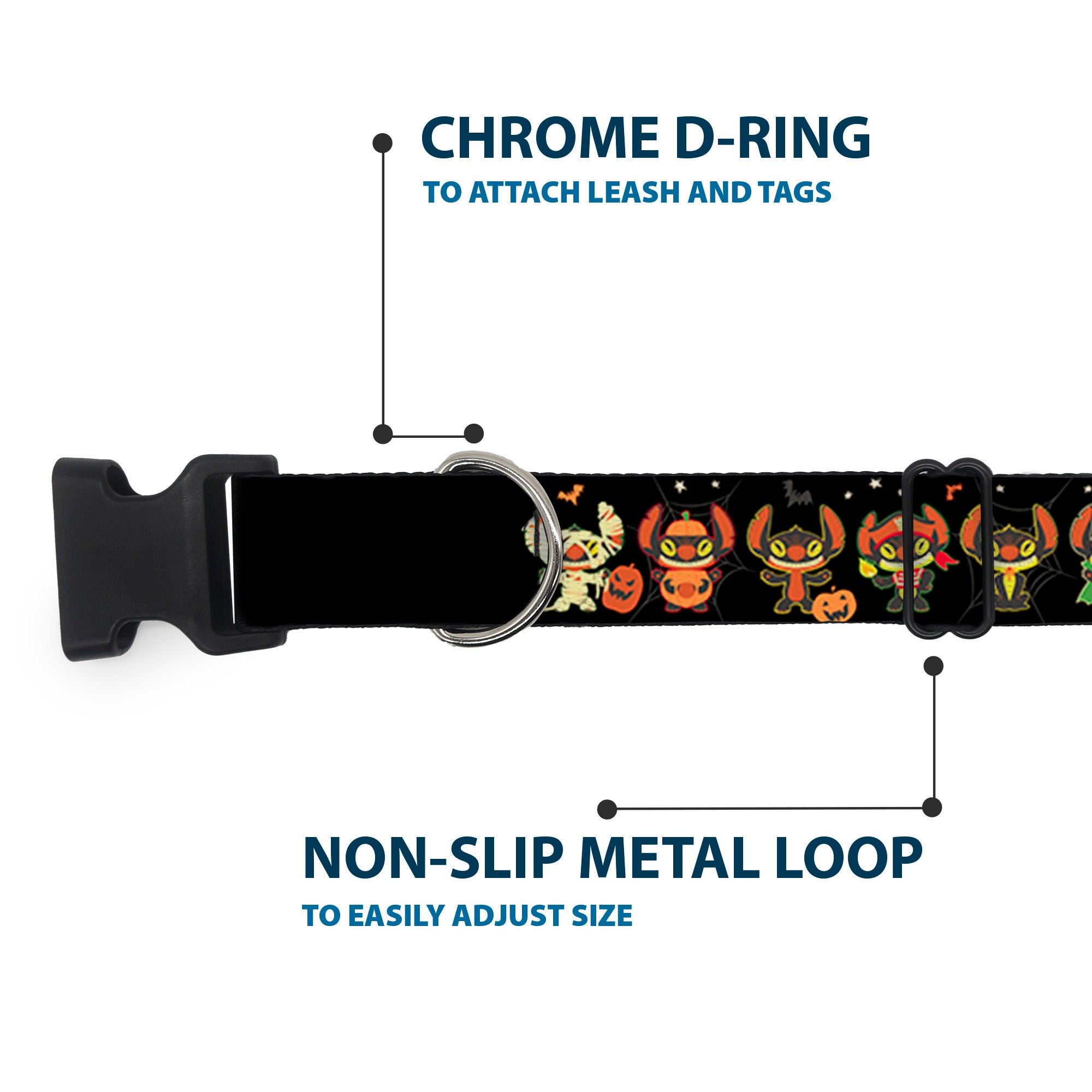 Plastic Clip Collar - Lilo and Stitch Halloween Stitch Dress Up Poses Black Plastic Clip Collars Disney