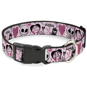 Plastic Clip Collar - The Nightmare Before Christmas Jack and Sally Doodles Pinks/Black Plastic Clip Collars Disney