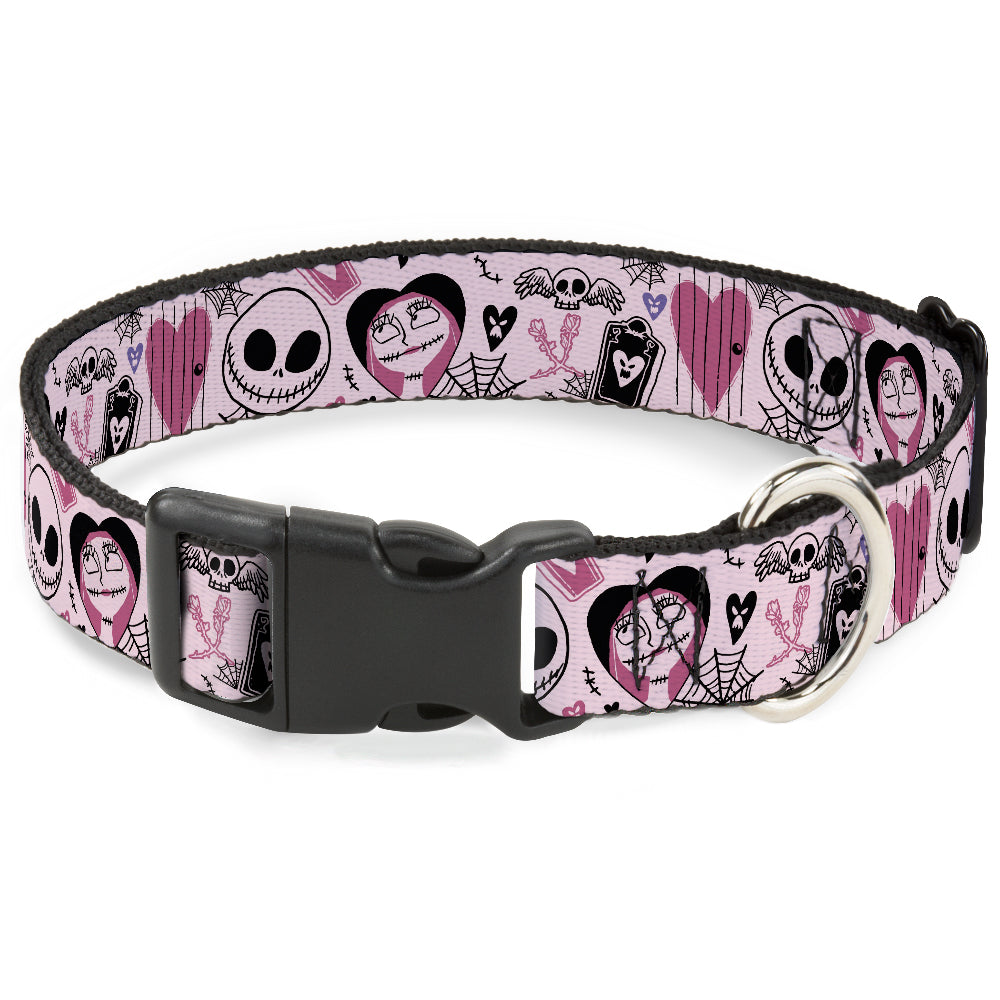 Plastic Clip Collar - The Nightmare Before Christmas Jack and Sally Doodles Pinks/Black Plastic Clip Collars Disney