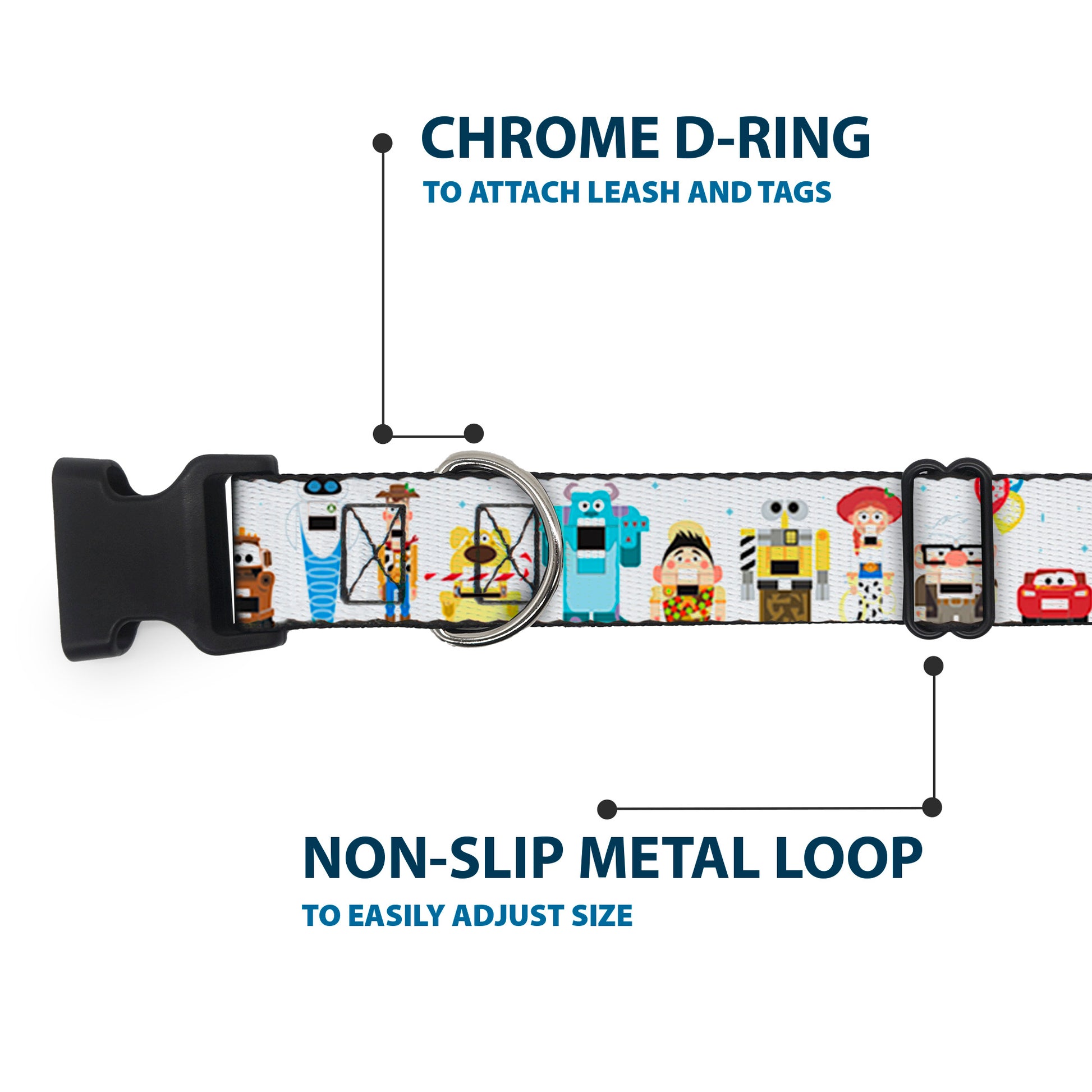 Plastic Clip Collar - Pixar Holiday Collection Nutcracker Characters Lineup/Stars White/Blues Plastic Clip Collars Disney