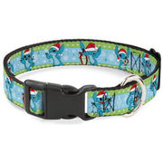 Plastic Clip Collar - Lilo and Stitch Holiday Stitch and Scrump Poses Stripe Green/Blue Plastic Clip Collars Disney