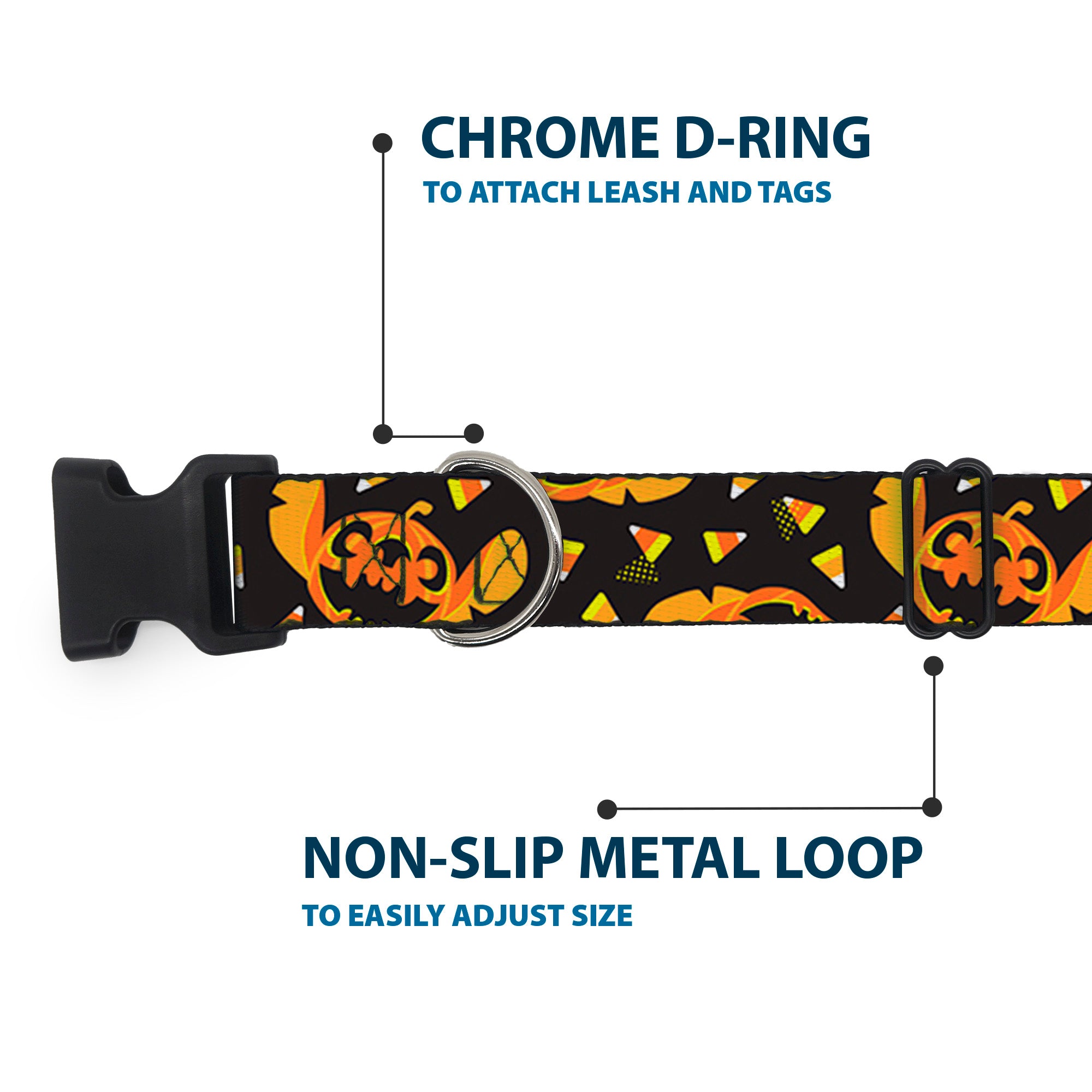 Plastic Clip Collar - Lilo and Stitch Halloween Stitch Jack-O-Lantern Pumpkin and Candy Corn Black/Oranges Plastic Clip Collars Disney