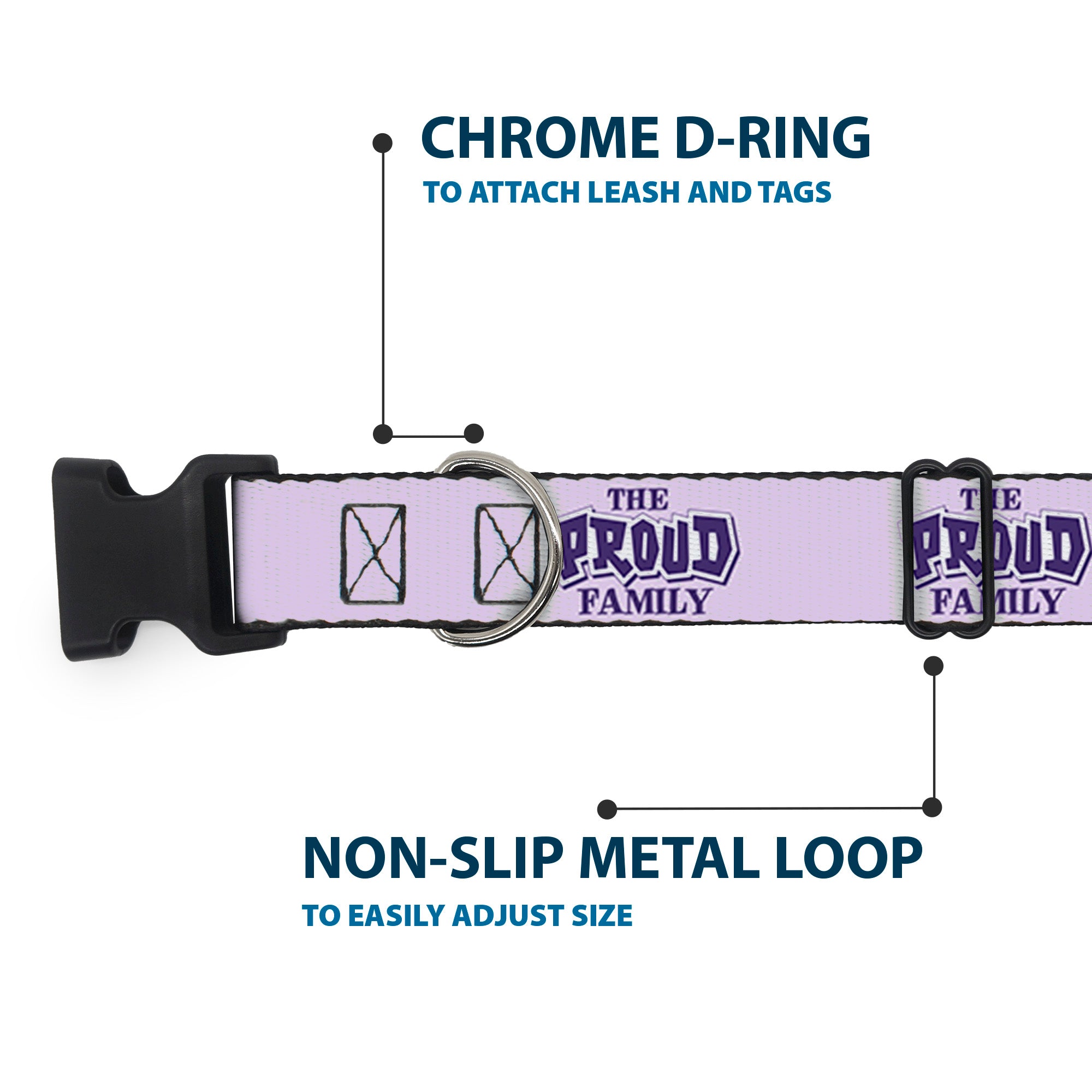 Plastic Clip Collar - THE PROUD FAMILY Title Logo Purples Plastic Clip Collars Disney