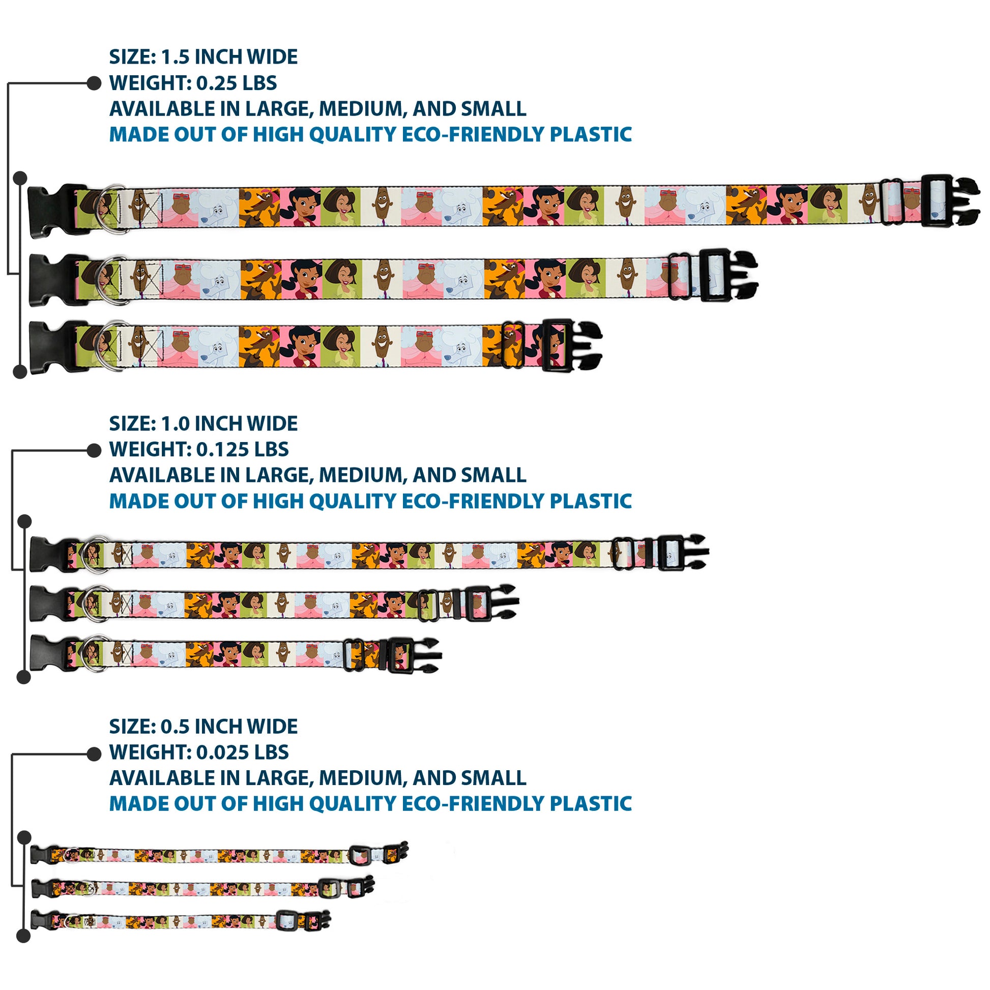 Plastic Clip Collar - The Proud Family 6-Character Block Poses Plastic Clip Collars Disney