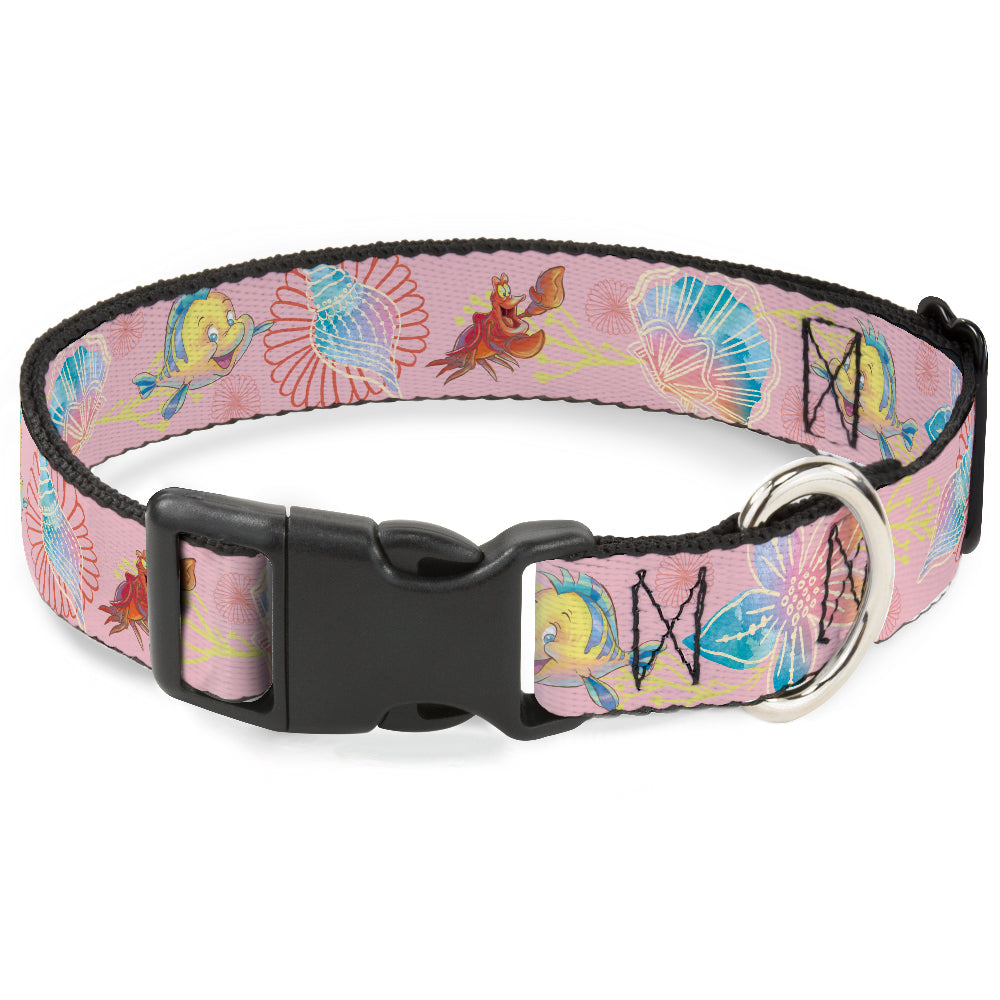 Plastic Clip Collar - The Little Mermaid Flounder and Sebastian Under the Sea Pinks Plastic Clip Collars Disney