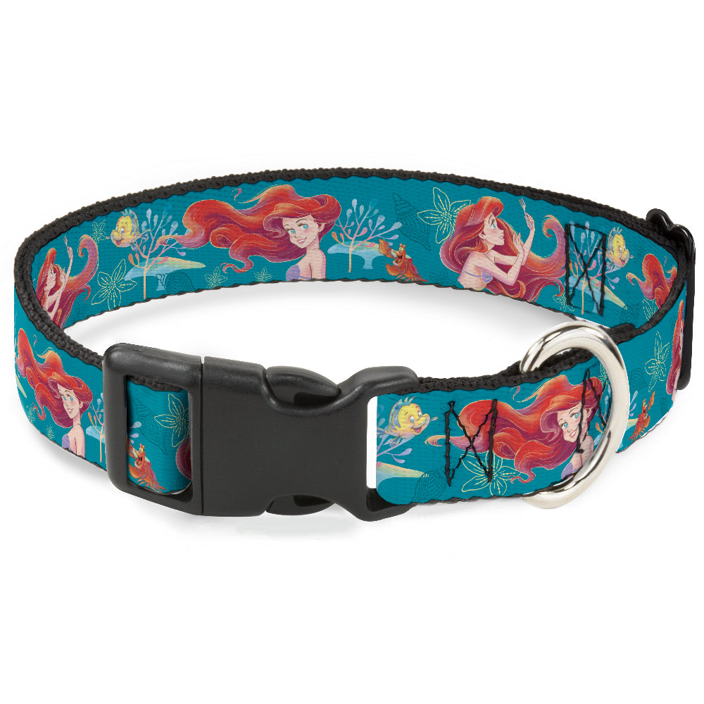 Plastic Clip Collar - The Little Mermaid Flounder and Sebastian Under the Sea Greens Plastic Clip Collars Disney