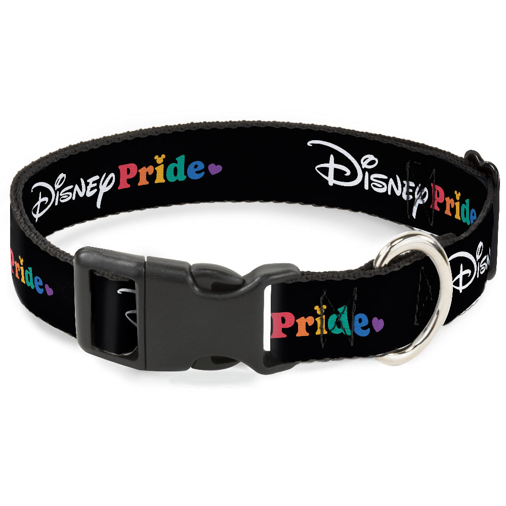 Plastic Clip Collar - DISNEY PRIDE Signature Logo Black/White/Rainbow Plastic Clip Collars Disney