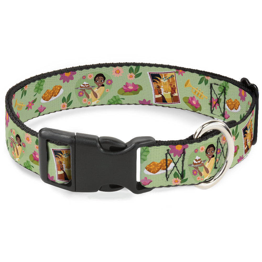 Plastic Clip Collar - The Princess and the Frog Tiana's Place Collage Greens/Pinks Plastic Clip Collars Disney