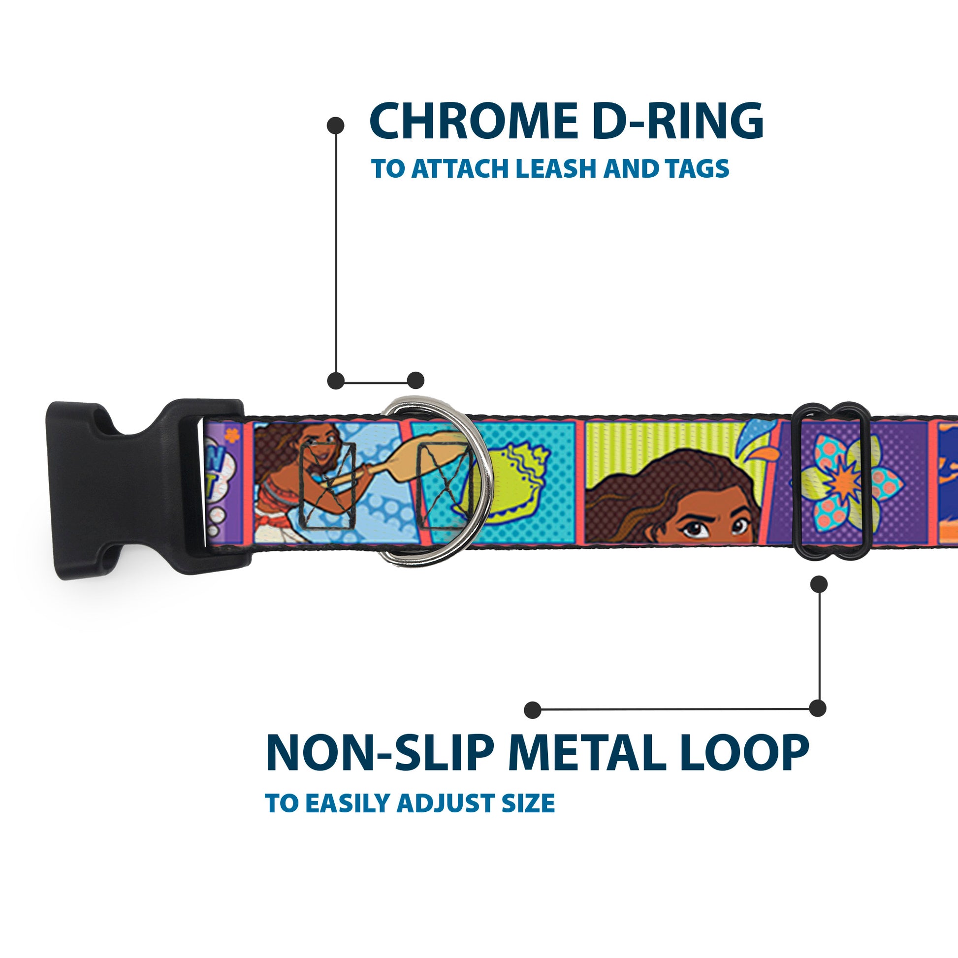 Plastic Clip Collar - Moana MAKE WAVES Scene Blocks Blues/Orange Plastic Clip Collars Disney