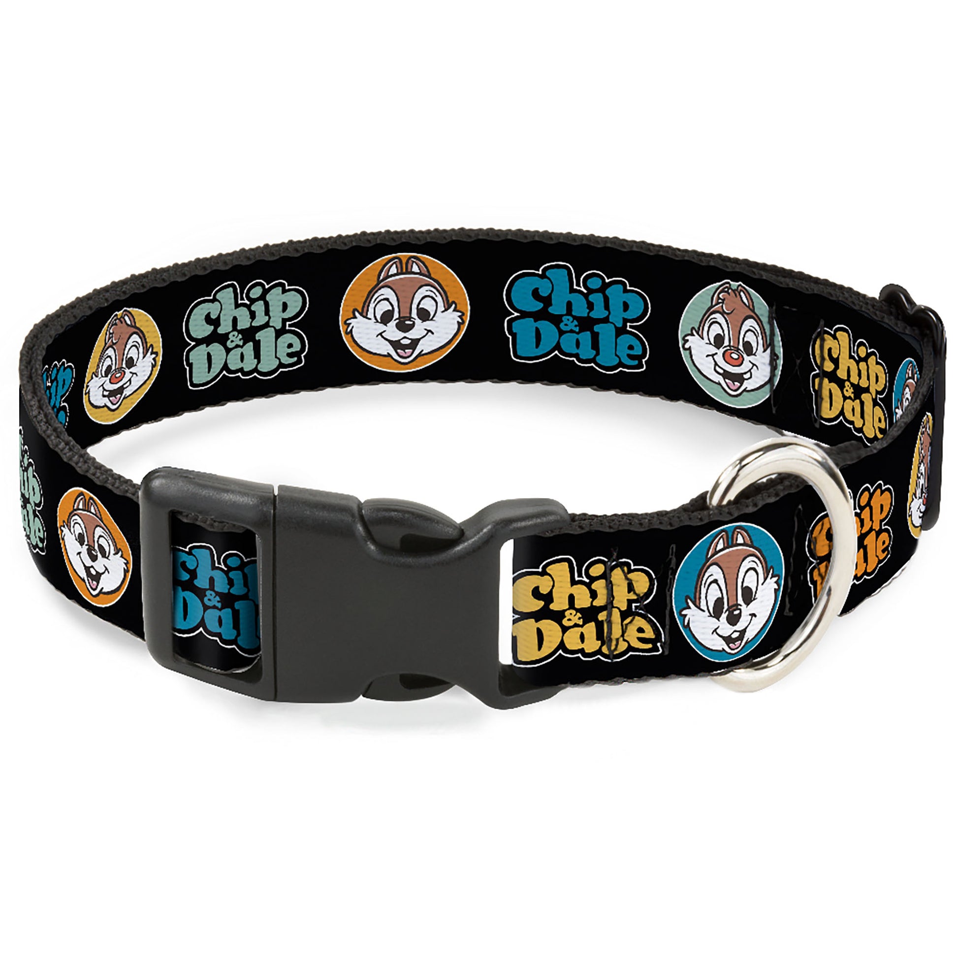 Plastic Clip Collar - CHIP & DALE Expression Bubbles Black/Multi Color Plastic Clip Collars Disney