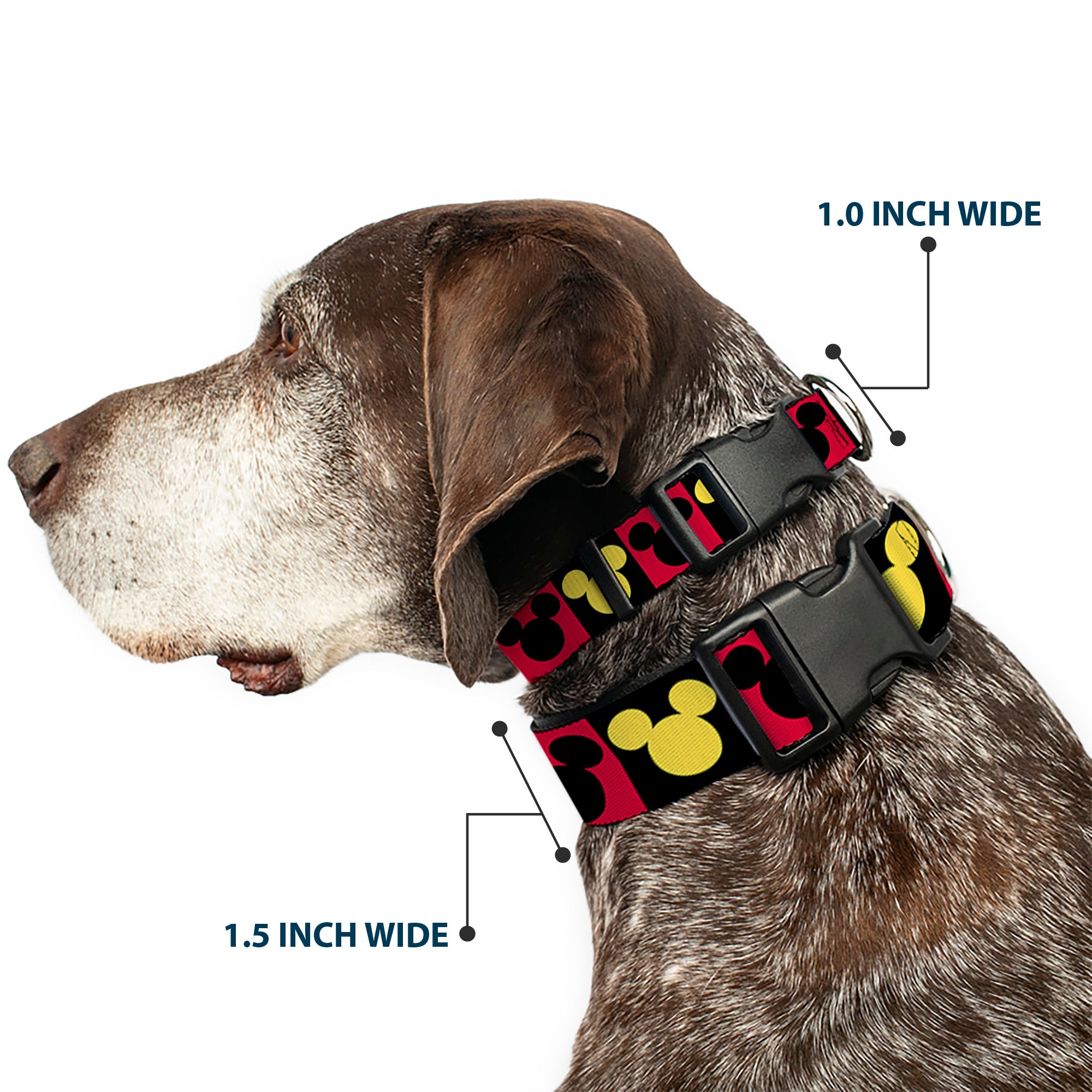 Plastic Clip Collar - Mickey Mouse Ears Icon Blocks Red/Black/Yellow Plastic Clip Collars Disney