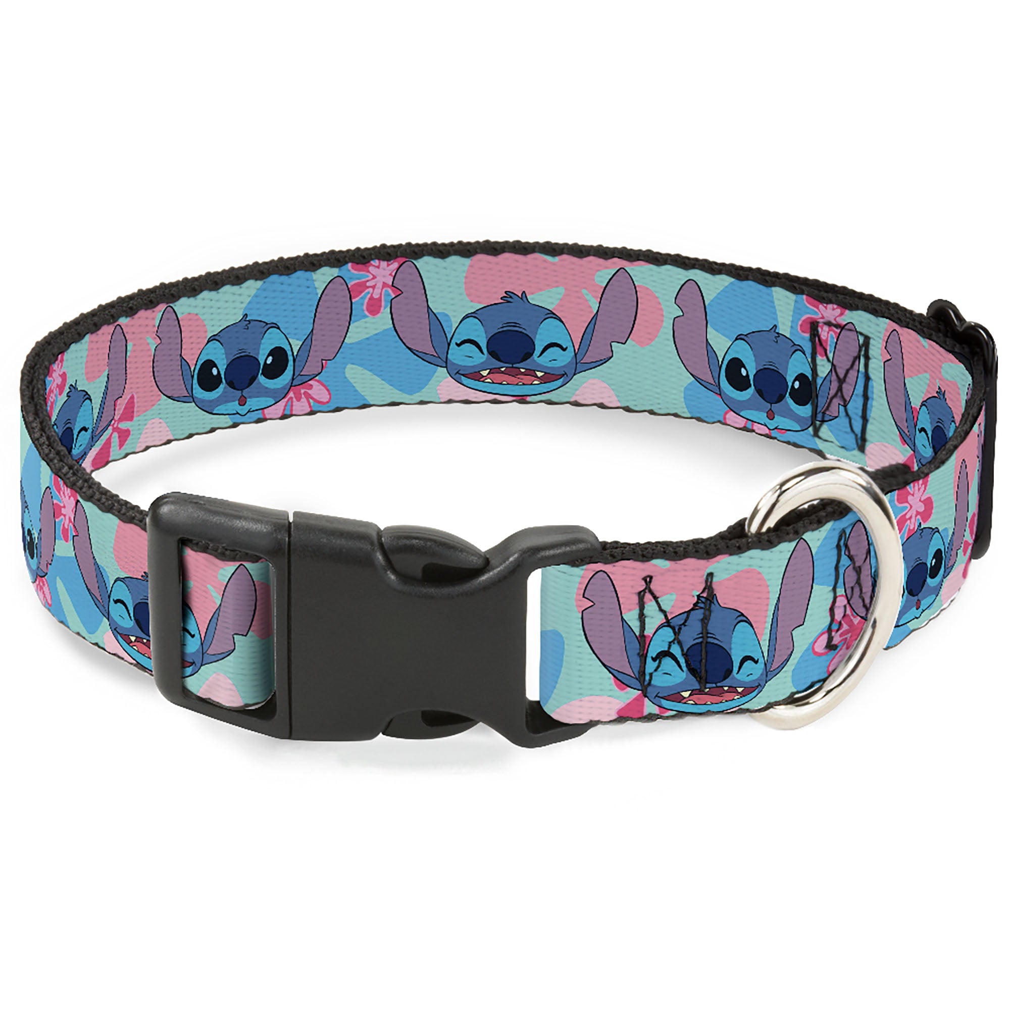 Plastic Clip Collar - Lilo & Stitch Stitch Expressions and Tropical Flowers Blues/Pinks Plastic Clip Collars Disney