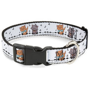 Plastic Clip Collar - Aristocats Toulouse and Berlioz Piano Pose and Musical Notes White/Black Plastic Clip Collars Disney