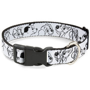 Plastic Clip Collar - Disney Dogs Face Outlines White/Black Plastic Clip Collars Disney