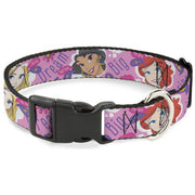 Plastic Clip Collar - Disney DREAM BIG PRINCESS Faces Pinks/Purples Plastic Clip Collars Disney