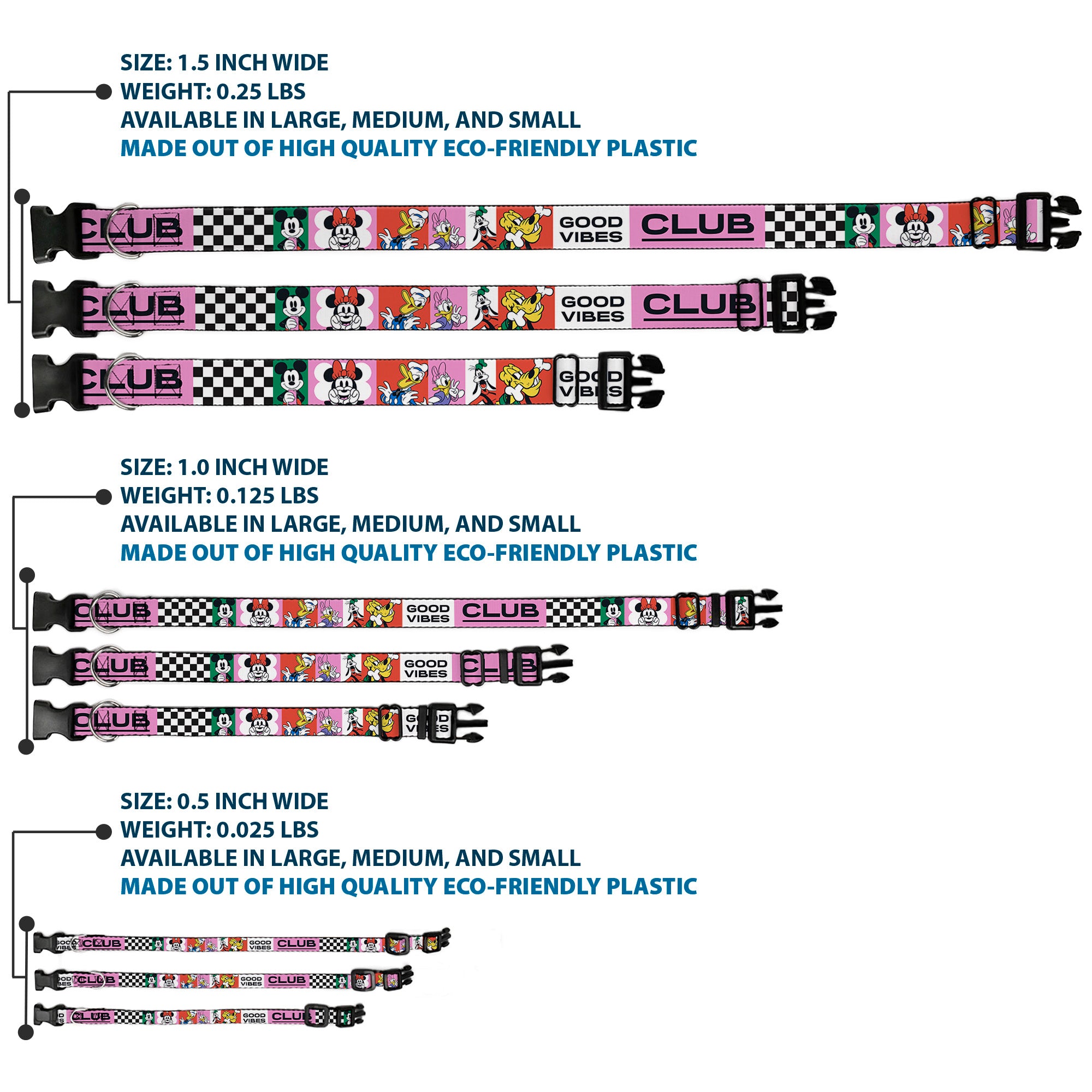 Plastic Clip Collar - Sensational Six GOOD VIBES CLUB Pose Blocks Multi Color Plastic Clip Collars Disney