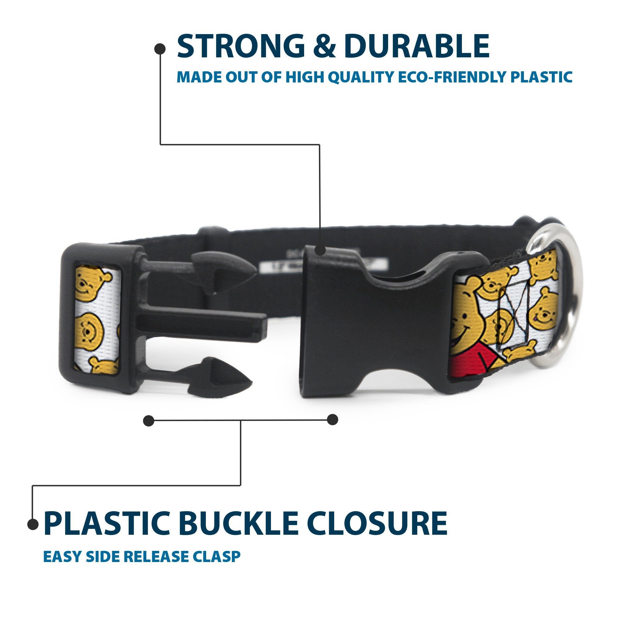 Plastic Clip Collar - Winnie the Pooh Chibi Pose and Expressions Scattered White Plastic Clip Collars Disney