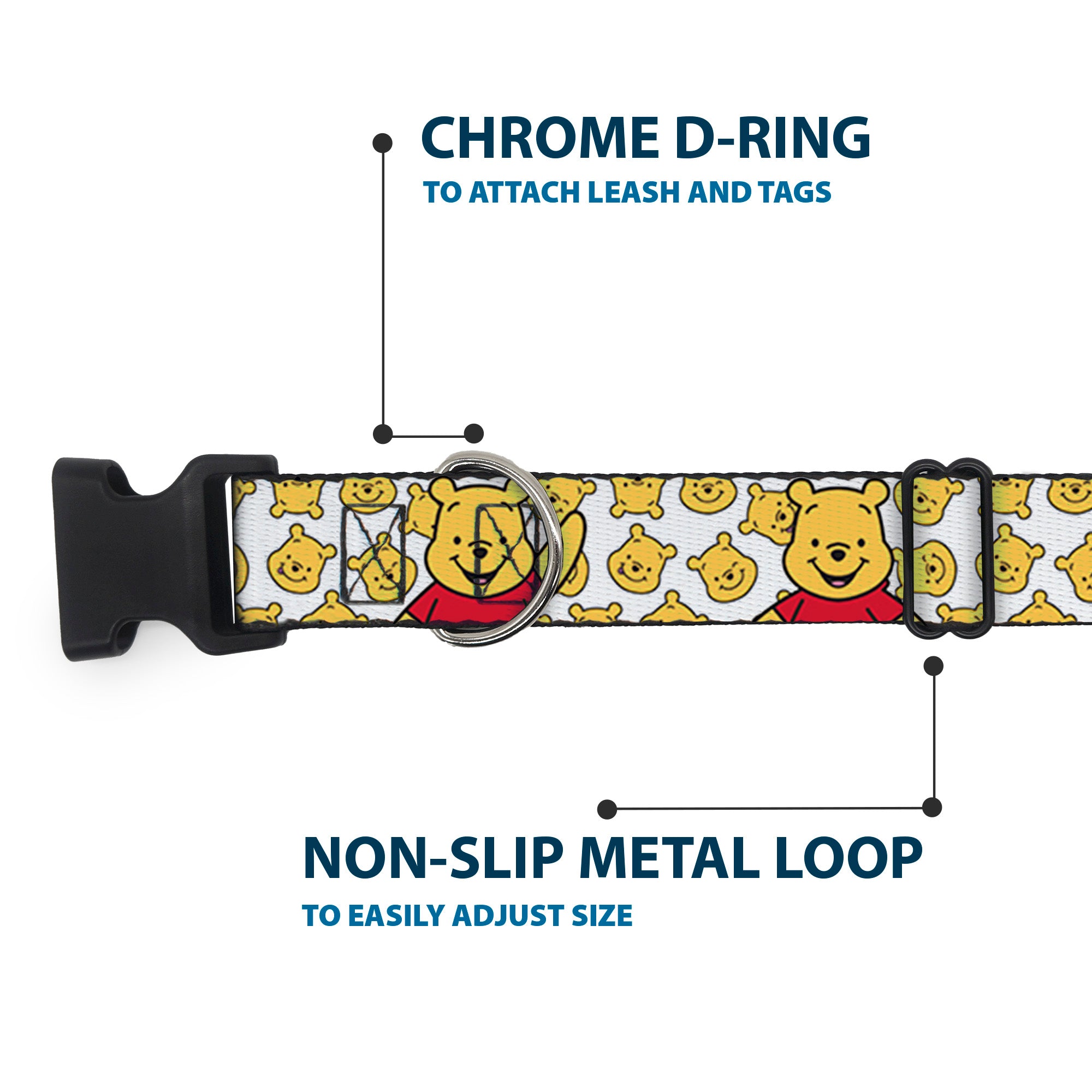 Plastic Clip Collar - Winnie the Pooh Chibi Pose and Expressions Scattered White Plastic Clip Collars Disney
