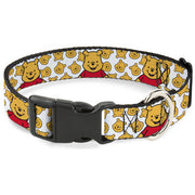 Plastic Clip Collar - Winnie the Pooh Chibi Pose and Expressions Scattered White Plastic Clip Collars Disney