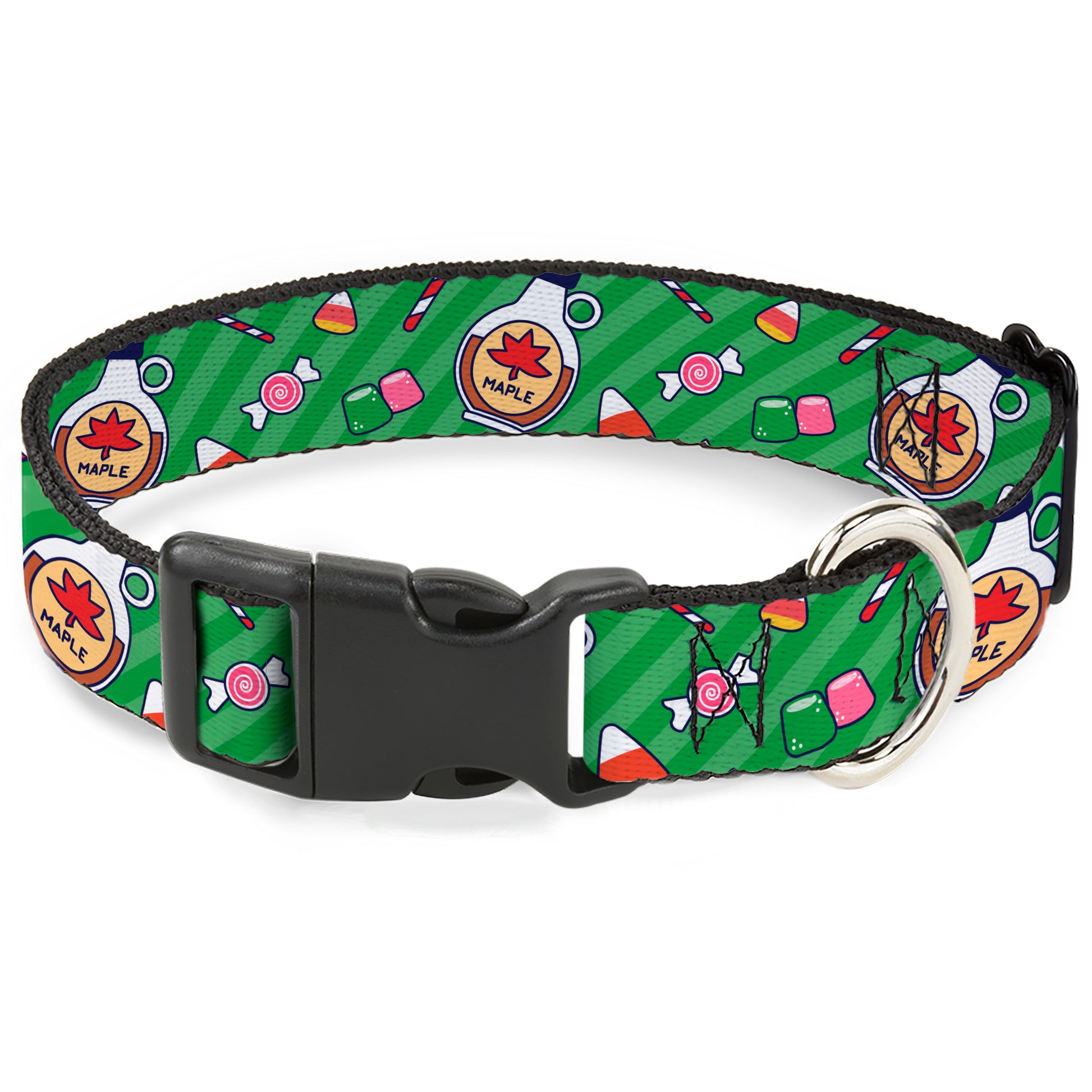 Plastic Clip Collar - Elf Sweets Icons Scattered Stripe Greens Plastic Clip Collars Elf