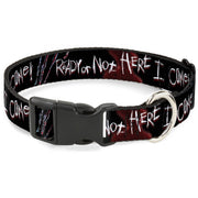 Plastic Clip Collar - A Nightmare on Elm Street READY OR NOT HERE I COME/Freddy Silhouette Black/Reds/White Plastic Clip Collars A Nightmare on Elm Street