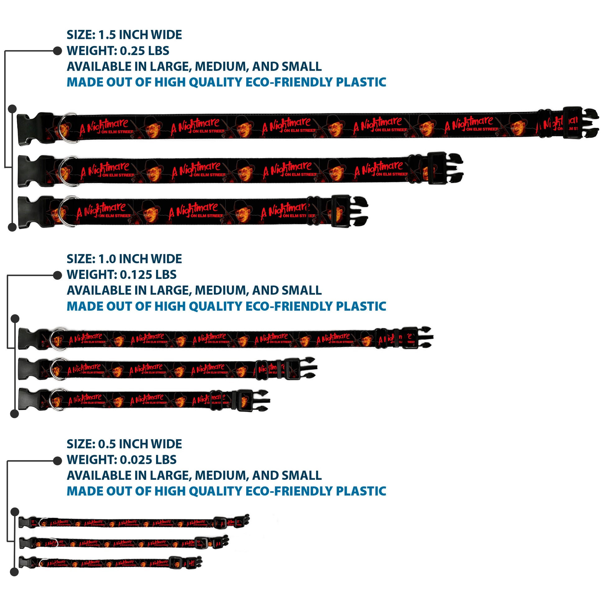 Plastic Clip Collar - A NIGHTMARE ON ELM STREET Freddy Krueger Blade Glove Pose Black/Red Plastic Clip Collars A Nightmare on Elm Street
