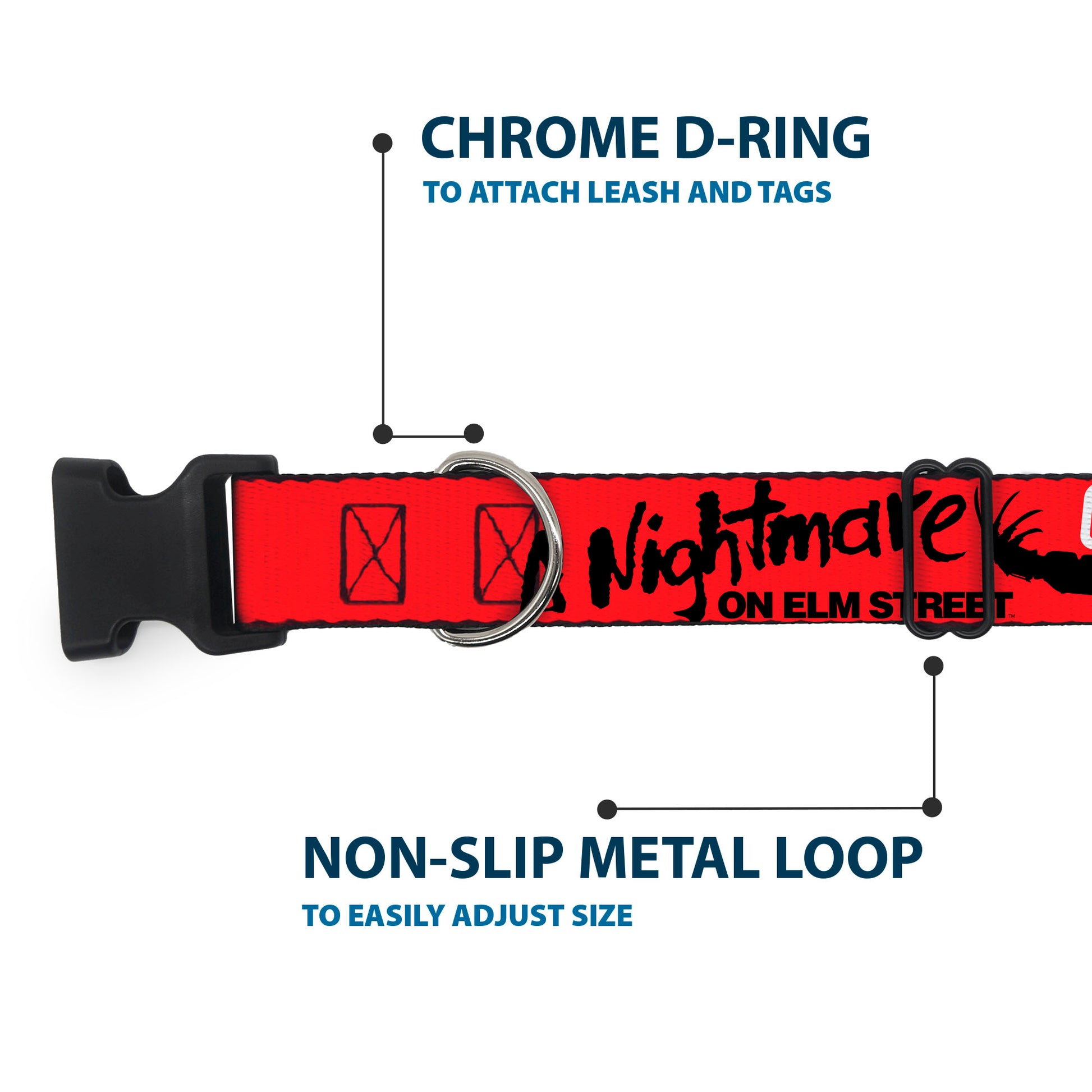 Plastic Clip Collar - A NIGHTMARE ON ELM ST COME TO FREDDY Long Arms Silhouette Red/Black Plastic Clip Collars A Nightmare on Elm Street