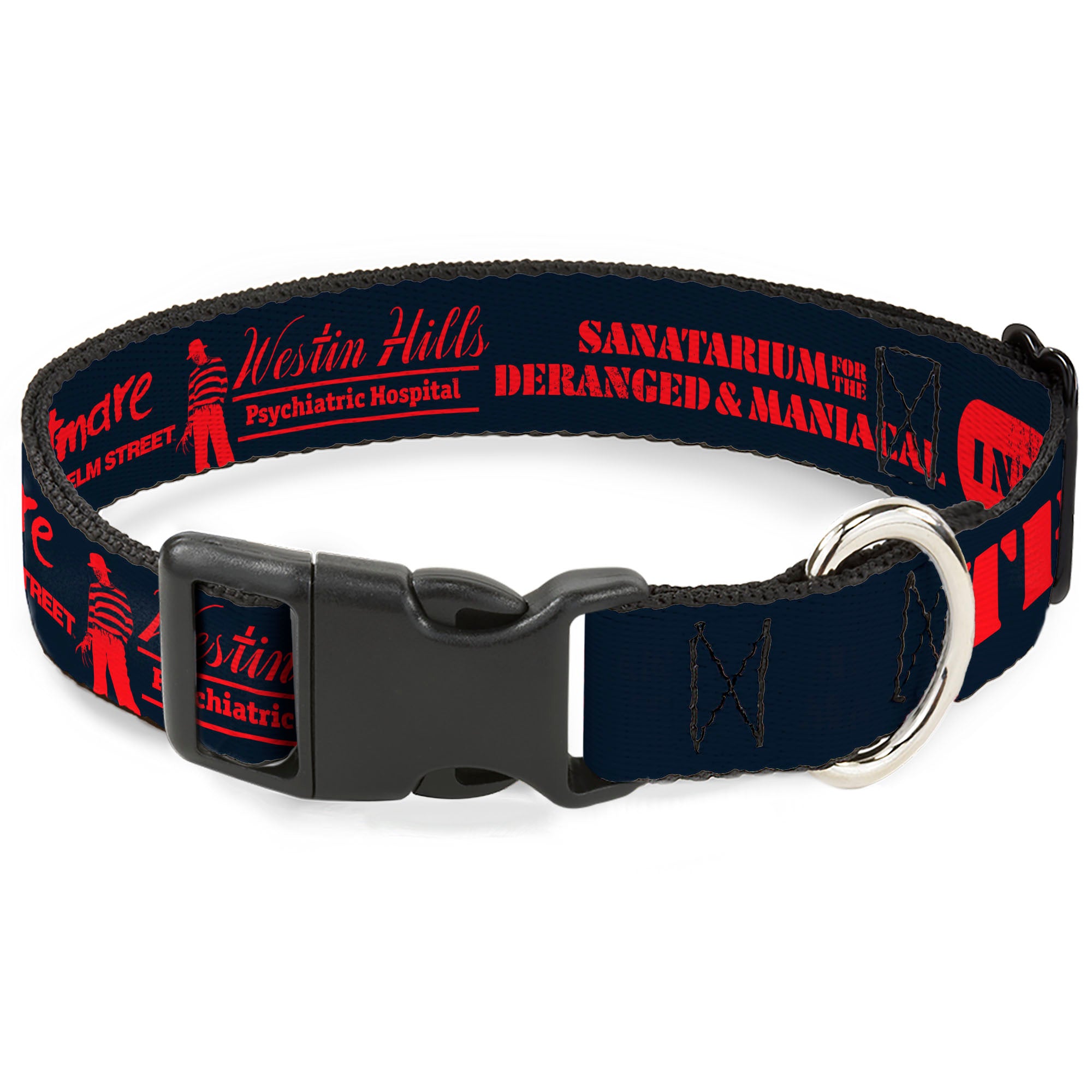 Plastic Clip Collar - A Nightmare on Elm Street Asylum Icons Collage Black/Red Plastic Clip Collars A Nightmare on Elm Street