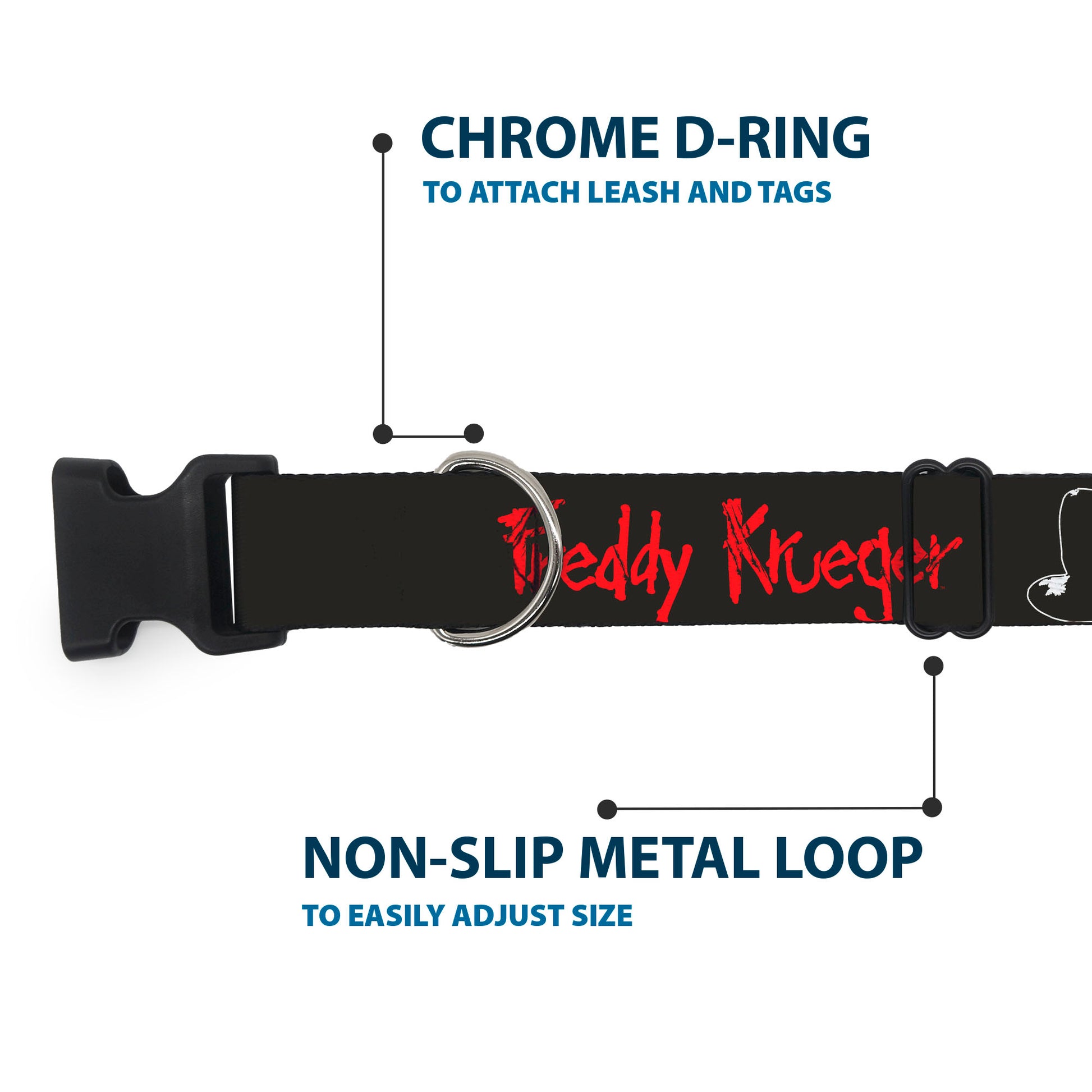 Plastic Clip Collar - A NIGHTMARE ON ELM STREET Freddy Icons and Title Logo Black/Red/White Plastic Clip Collars A Nightmare on Elm Street