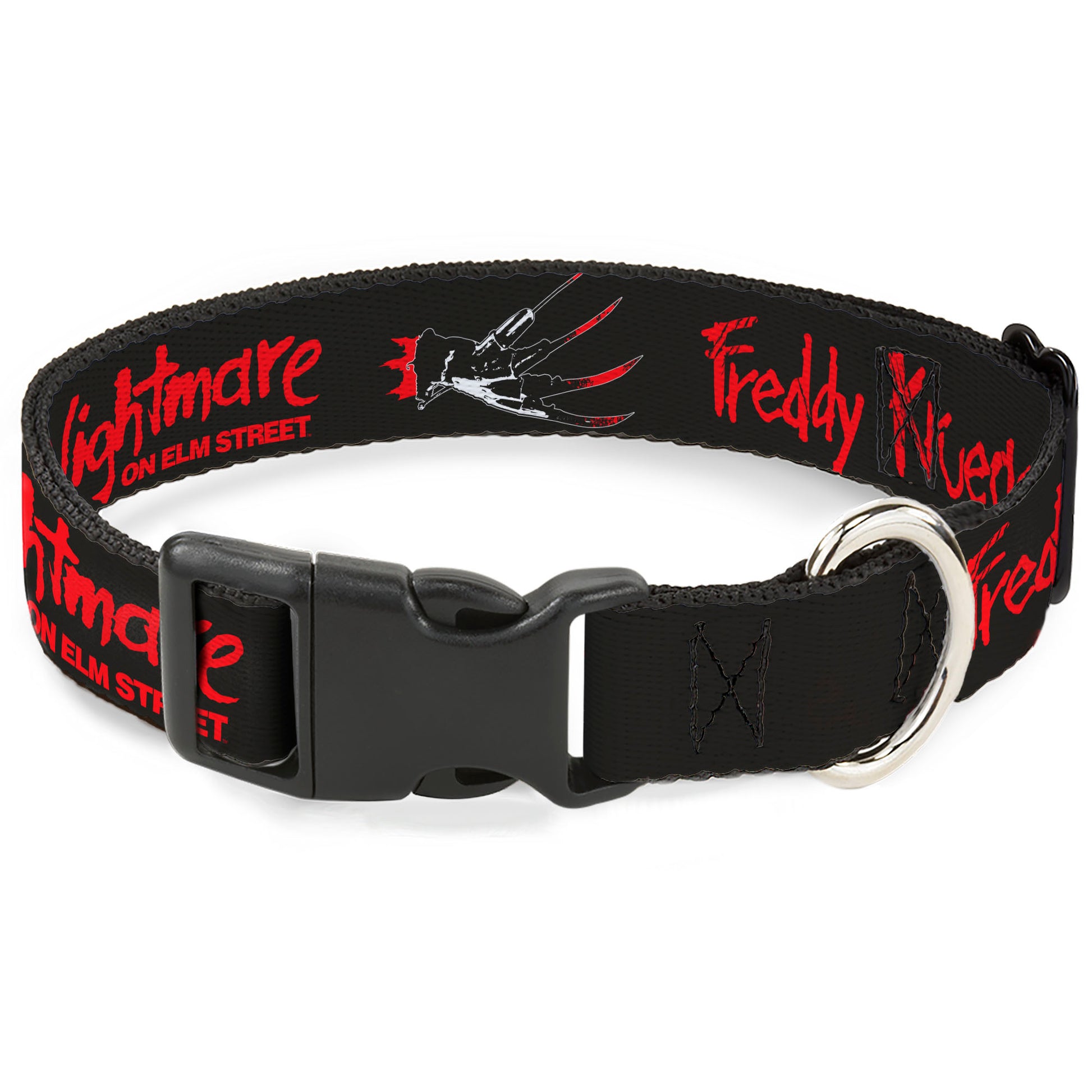 Plastic Clip Collar - A NIGHTMARE ON ELM STREET Freddy Icons and Title Logo Black/Red/White Plastic Clip Collars A Nightmare on Elm Street